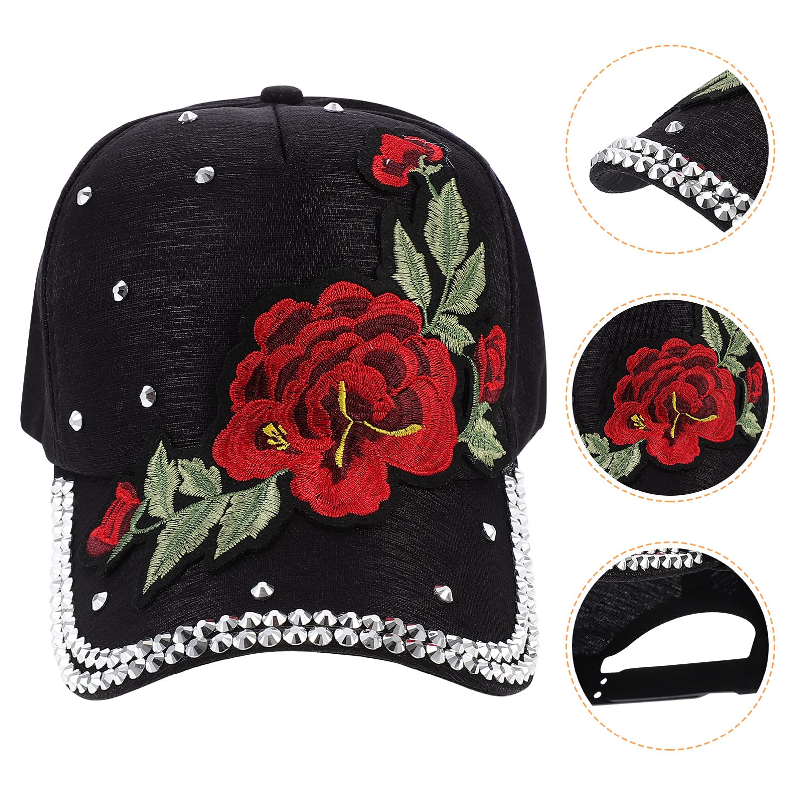 SOIMISS 2 Pz Moda Cappellini Ricamati Floreale Estate Baseball Versatile Uomo a Prova di Sole Cappello da Sole Visiera Sole-Sole per Donne Fresche Casual Diamante