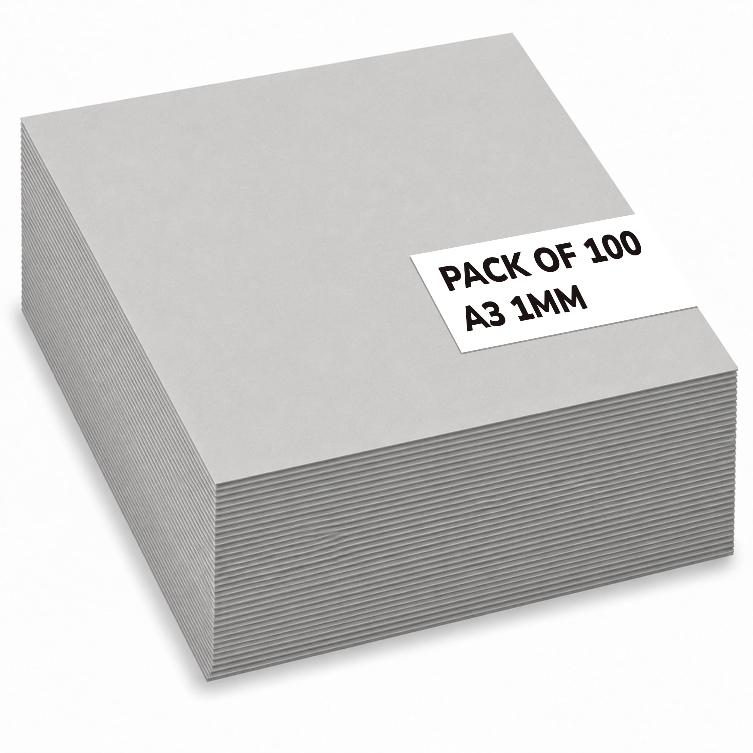 Papercutz A3 Greyboard Sheets for Craft, (100 Sheets – 1mm Thickness) Bookbinding, Modelling, Mounting Art Prints & Photographs, Durable, 100% Recycled Thick Backing Cardboard