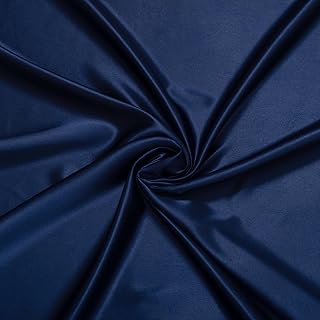 Fynite Charmeuse Satin Fabric | 2 Yards | 44" Wide | Silky Shiny Satin Fabric | Wedding Dress Fashion Crafts Costumes Decorations (Navy Blue, 2 Yard)