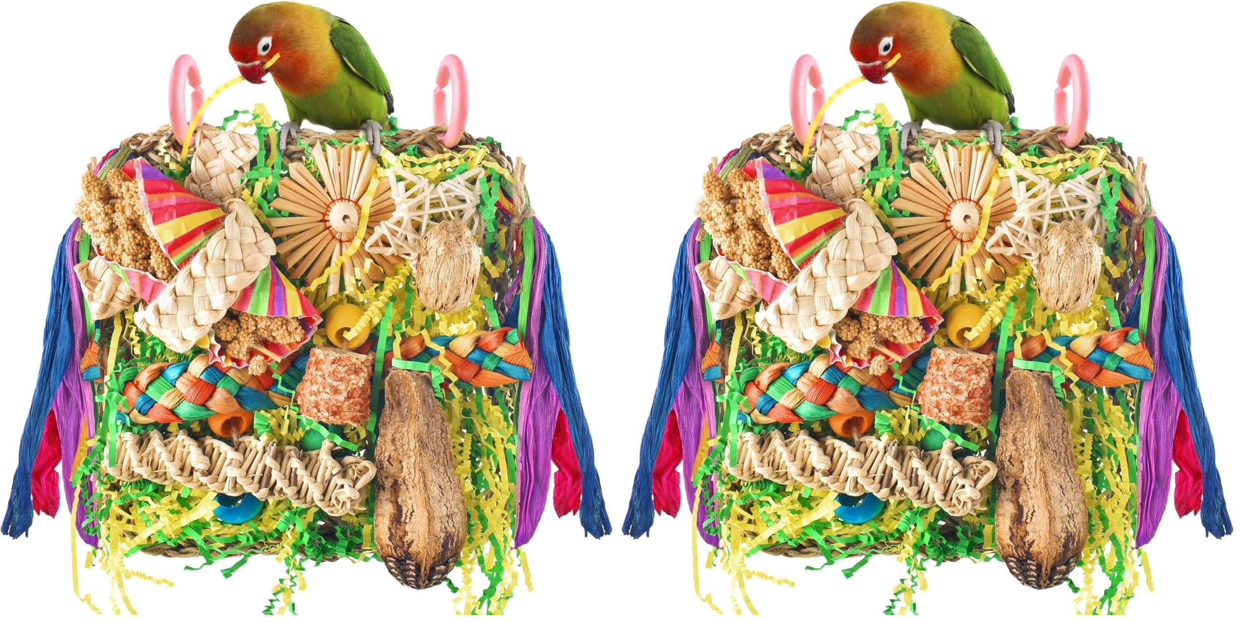 ERKOON Bird Toys, Parrot Toys Foraging Swing Mat Parrot Cage Hanging Toys Birds Grass Mat Climbing Wall with Seagrass, Birds Cage Accessories (Green) (Pack of 2) Parrot grass mat-2 Pack