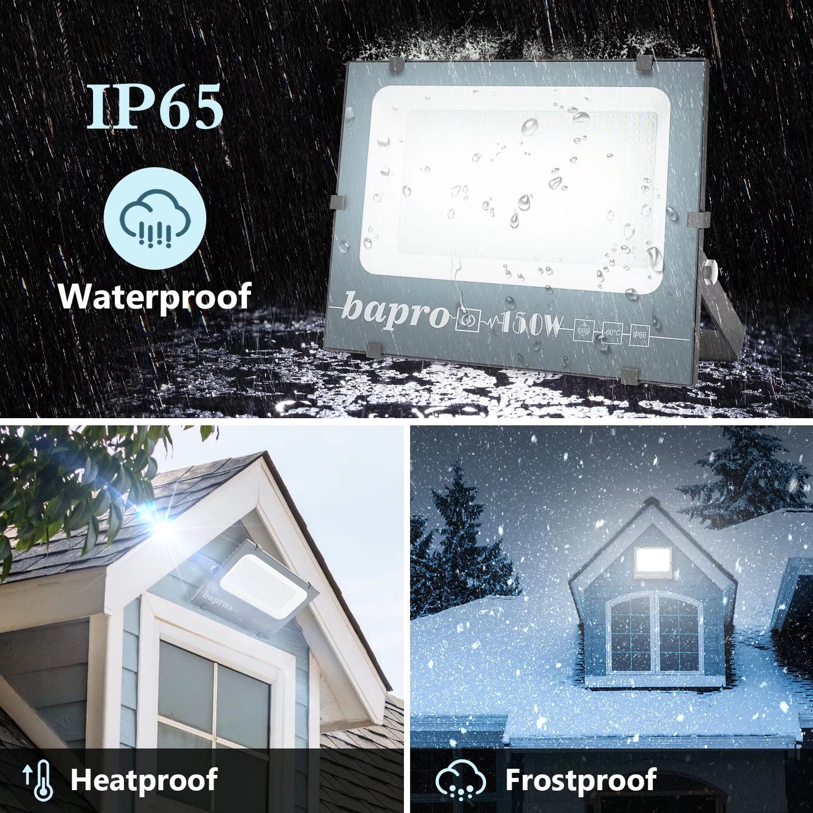 Lot de 4 Projecteur LED Exterieur 600W, Super Lumineux 60000LM Spot LED Extérieur 6000K Blanc Froid, IP66 Étanche Éclairage de Sécurité D'extérieur Idéal Pour Patio, Terrasse, Cour, Jardin, Garage
