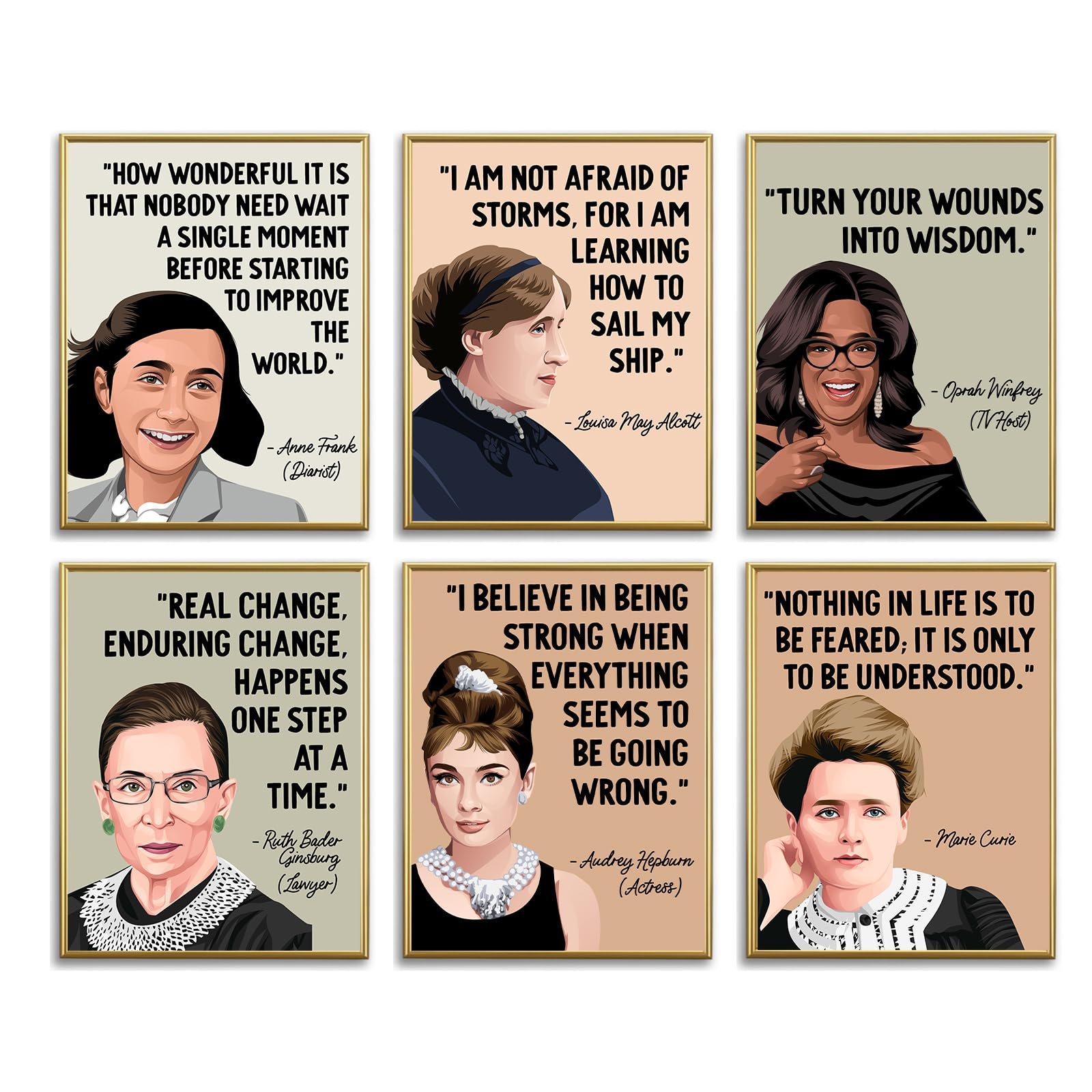 HTUEMB 6 History Posters for Classroom - 8.5x11 Historical Figures Classroom History Posters - Social Studies Classroom Decorations - US History Inspirational Posters for Classroom High School Decor