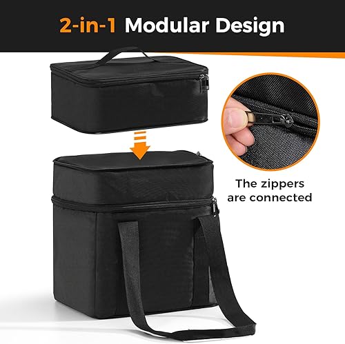 Miniatura 4 de SICHEER Bolsa de transporte para freidora de aire Ninja Crispi FN101, diseño de 2 capas con almacenamiento PowerPod y contenedores, bolsa portátil