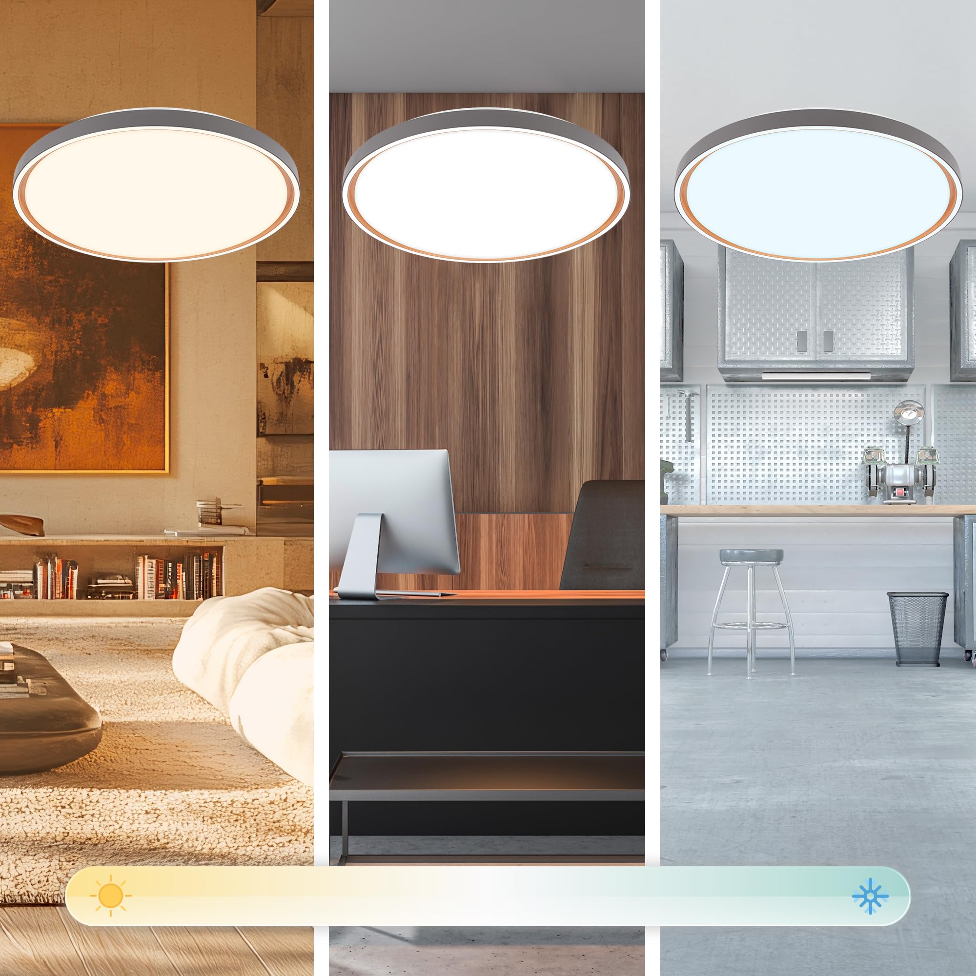 BRILONER - Lampa sufitowa LED z pilotem zdalnego sterowania, możliwość ściemniania, CCT ciepła do zimnej bieli, żyrandol do salonu, sypialni, oprawa sufitowa, kuchnia, 49 x 6,5 cm, antracyt