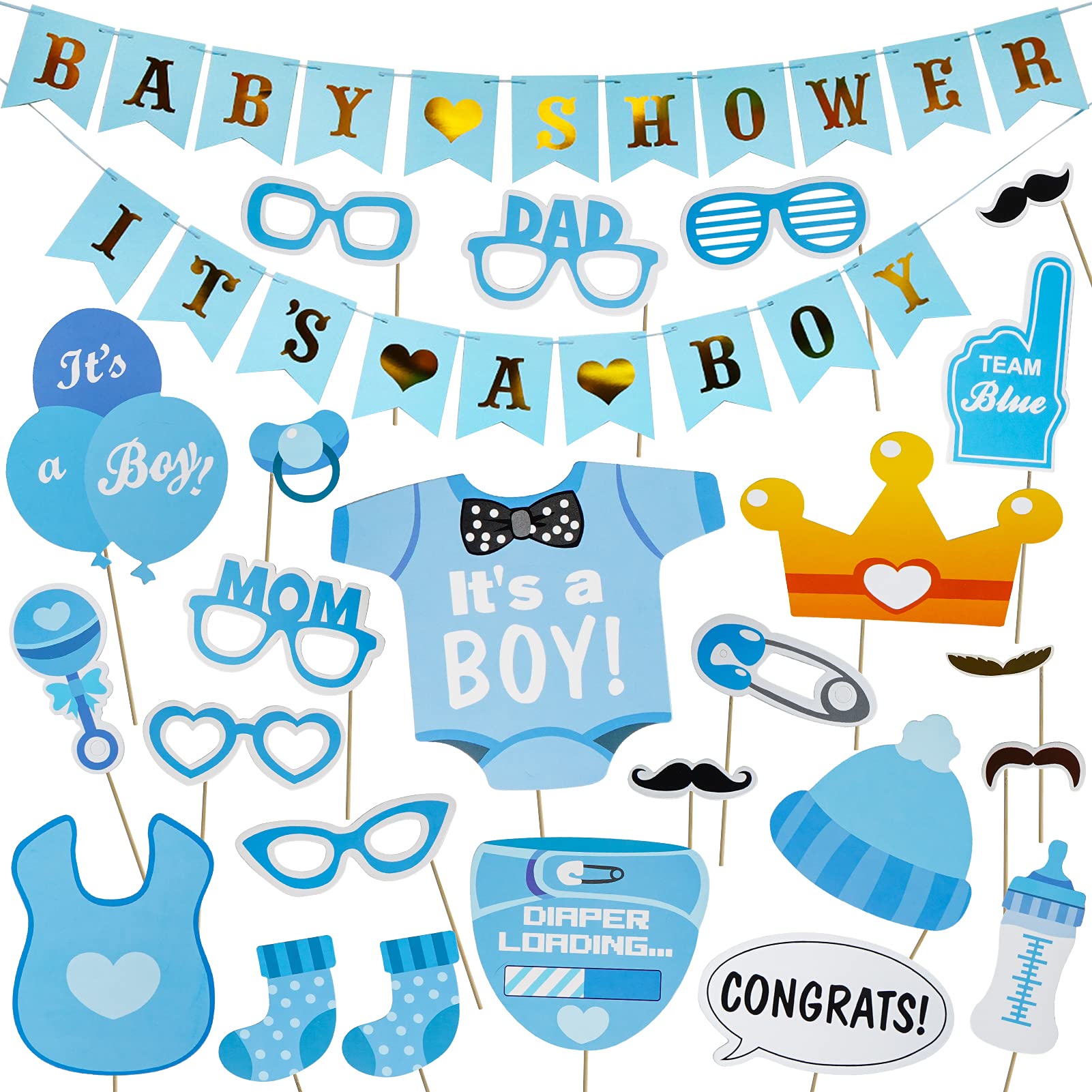 Buy AIBAOBAO Boy Baby Shower Decorations, IT'S A BOY Baby Shower Games