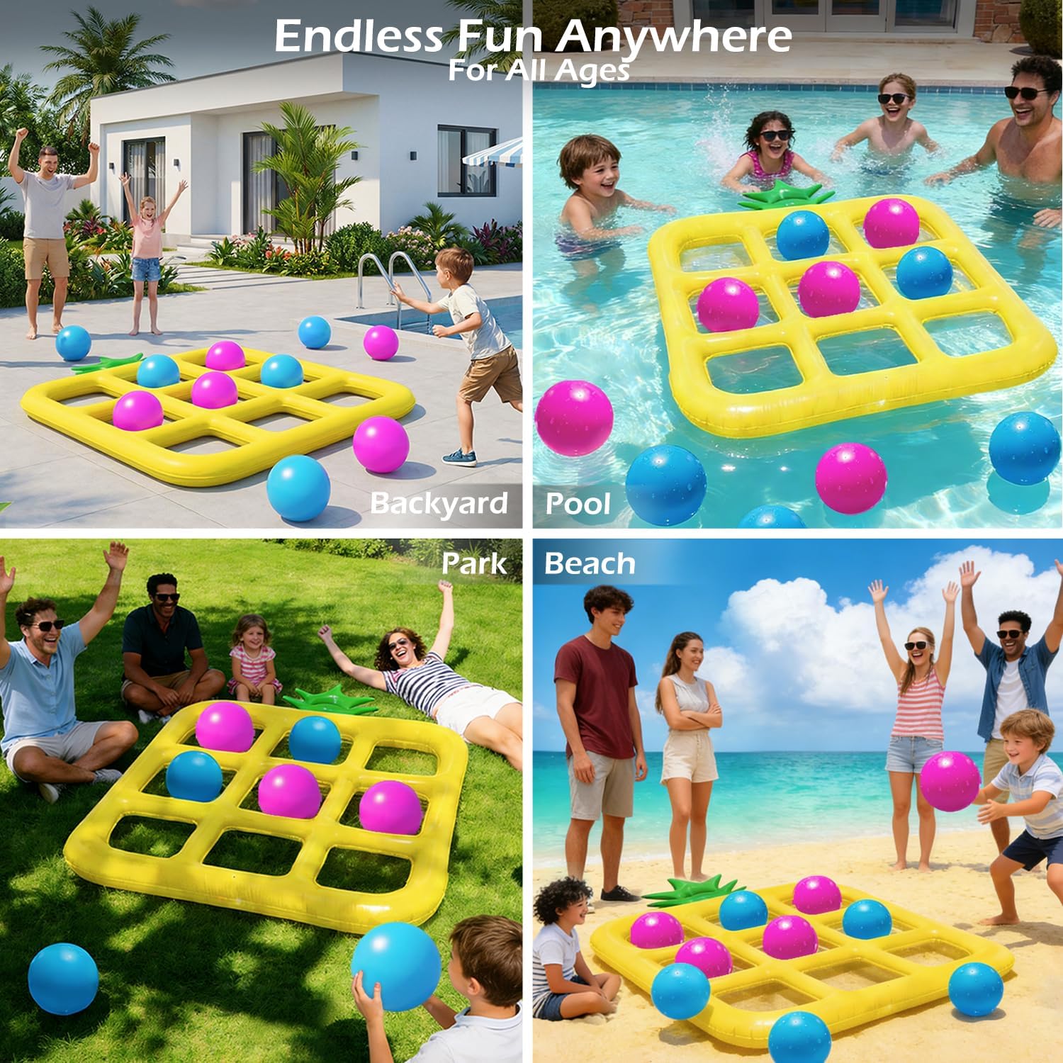 JSTHHTT Tres En Raya Hinchable Para Piscina – Tablero Flotante Gigante De PVC Con 7 Fichas, Ideal Para Niños Y Adultos En Fiestas De Verano