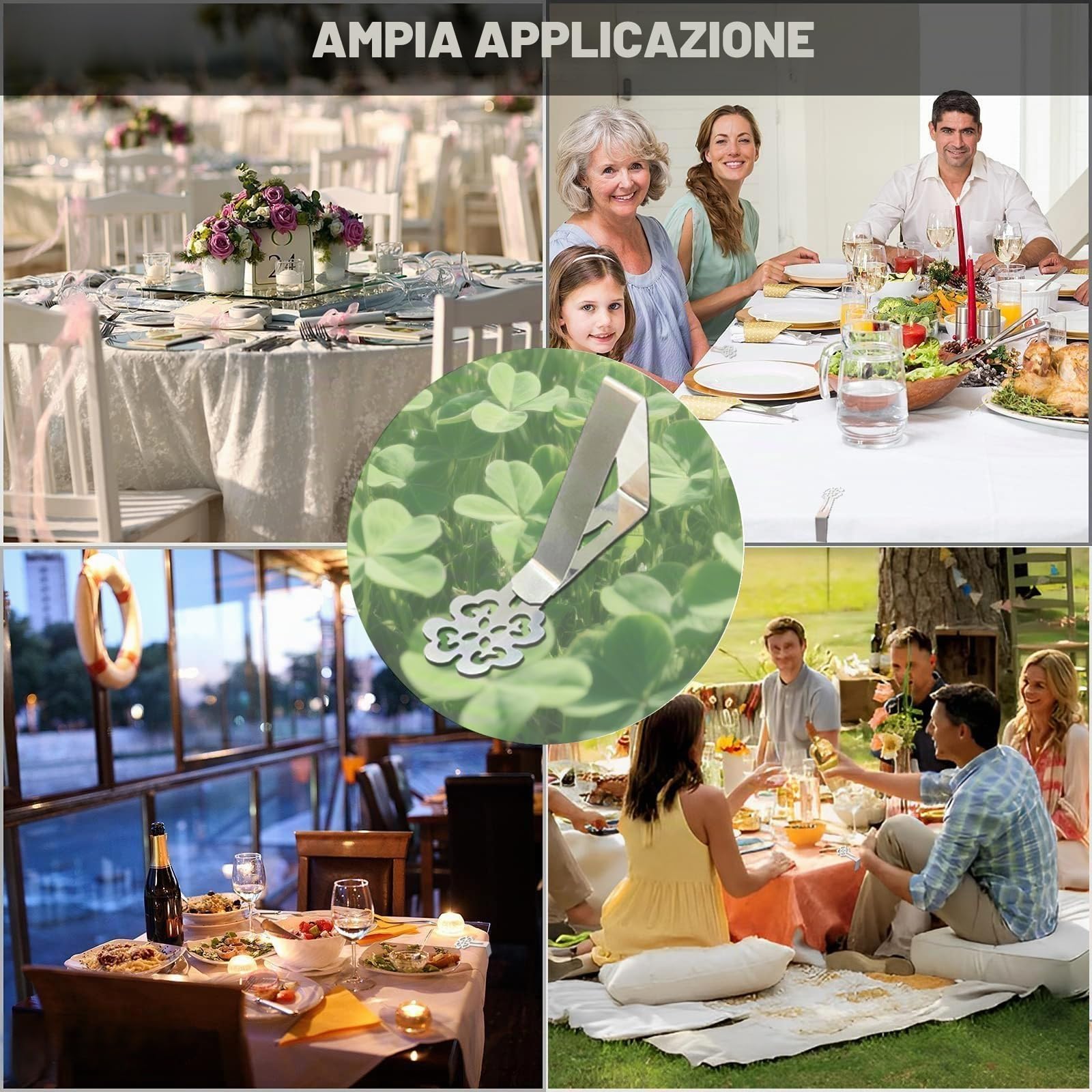 CUNGLIN Mollette per tovaglia in acciaio inox, 10 pezzi, clip per tovaglia, per tavoli spessi, tavoli da giardino, ristorante, tavolo da pranzo per la famiglia, per esterni