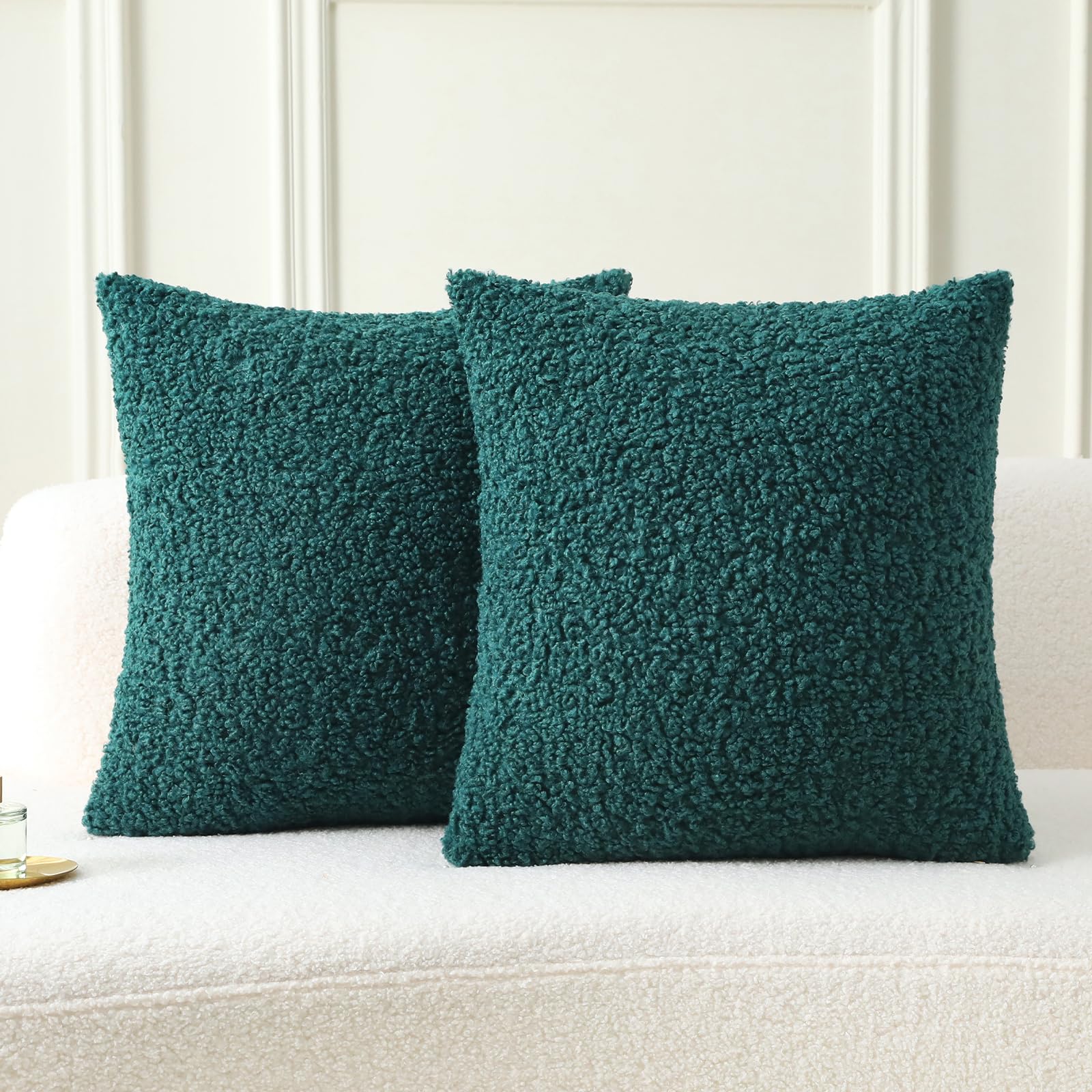 FUTEI Set di 2 federe per cuscini in finta pelliccia di lana bouclé, morbide e soffici, 45 x 45 cm, decorazione per la casa, divano, letto, soggiorno, ufficio, auto