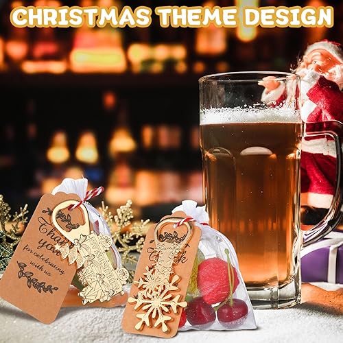 Miniatura 7 de Chengu 32 juegos de abridores de botellas de cerveza navideña, 32 piezas, árbol de Navidad, muñeco de nieve, copo de nieve, tren, abrebotellas con