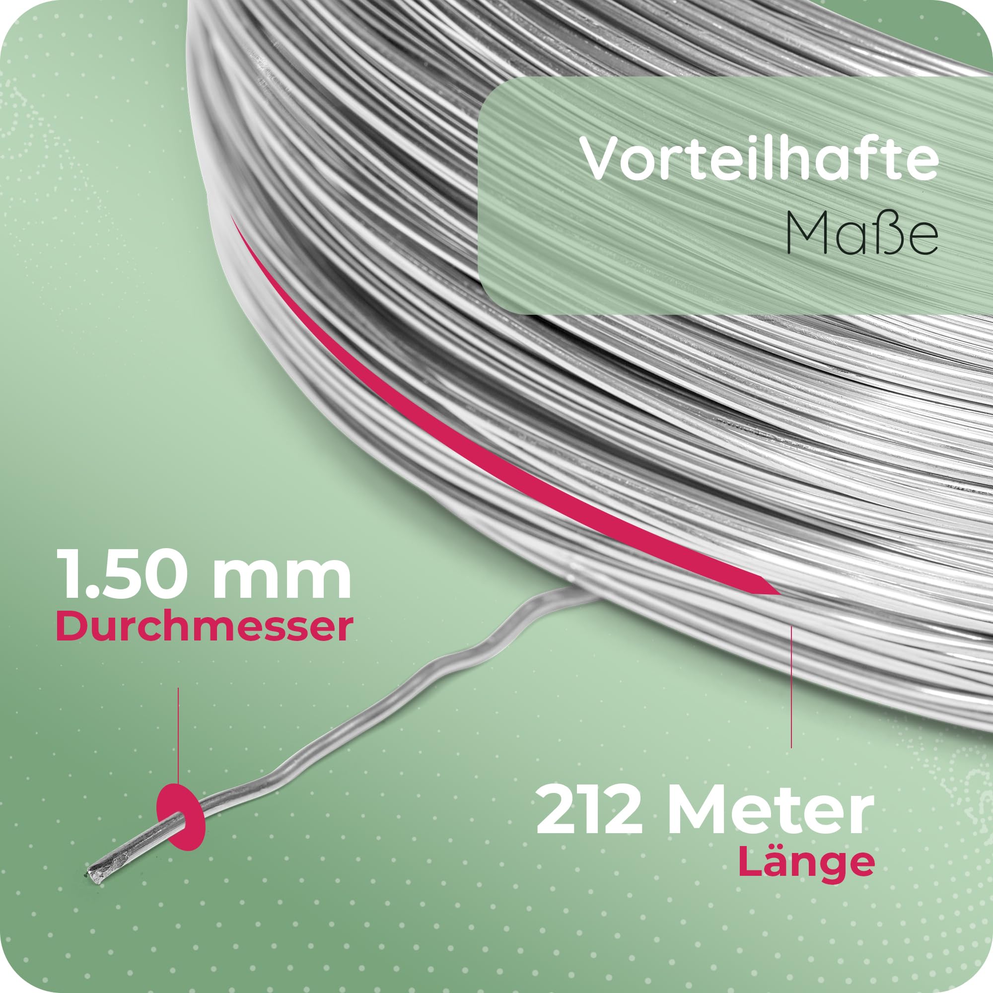Novaliv Drut aluminiowy 424 m, 1,5 mm, srebrny, drut do majsterkowania, idealny jako drut giętki do majsterkowania, wszechstronny do projektów DIY i dekoracji, 212 m rolka drutu dekoracyjnego, drut
