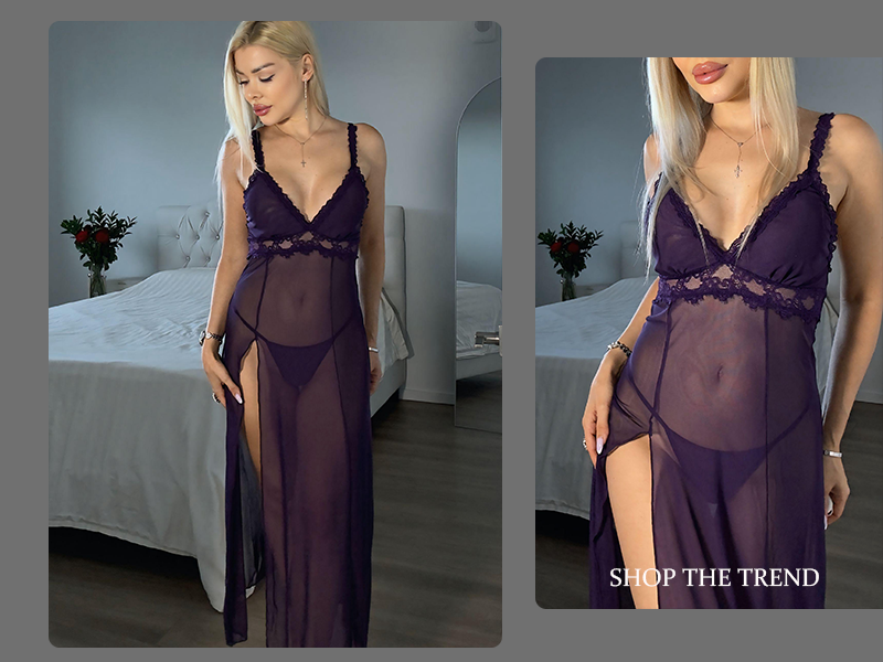 Amazon.com: Avidlove Sexy Split Mesh Lace Floral Sheer Babydoll