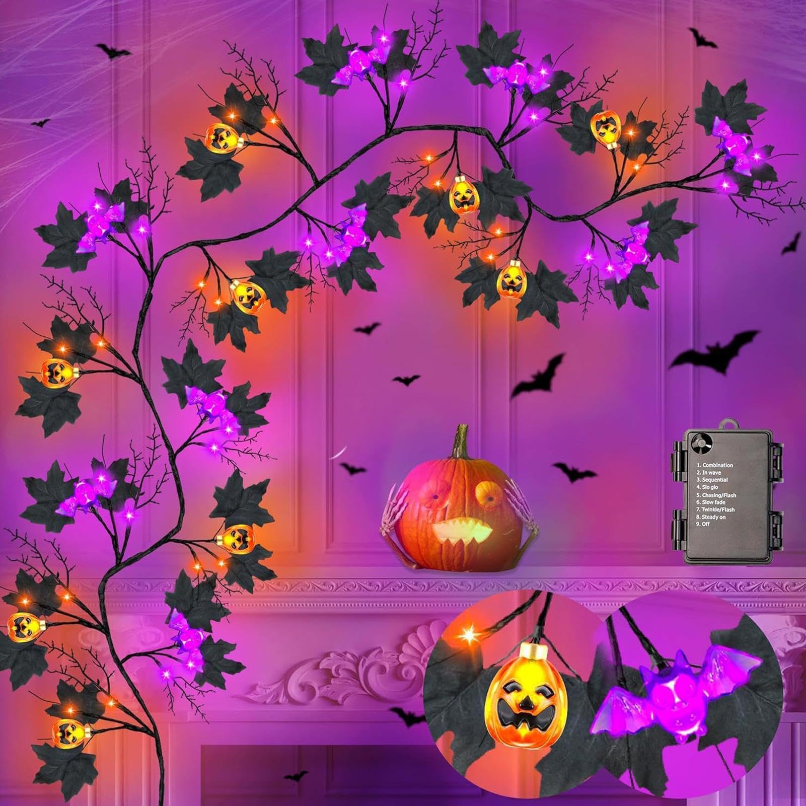 Świetlne Girlandy Halloween z Wierzby 54 Diody LED