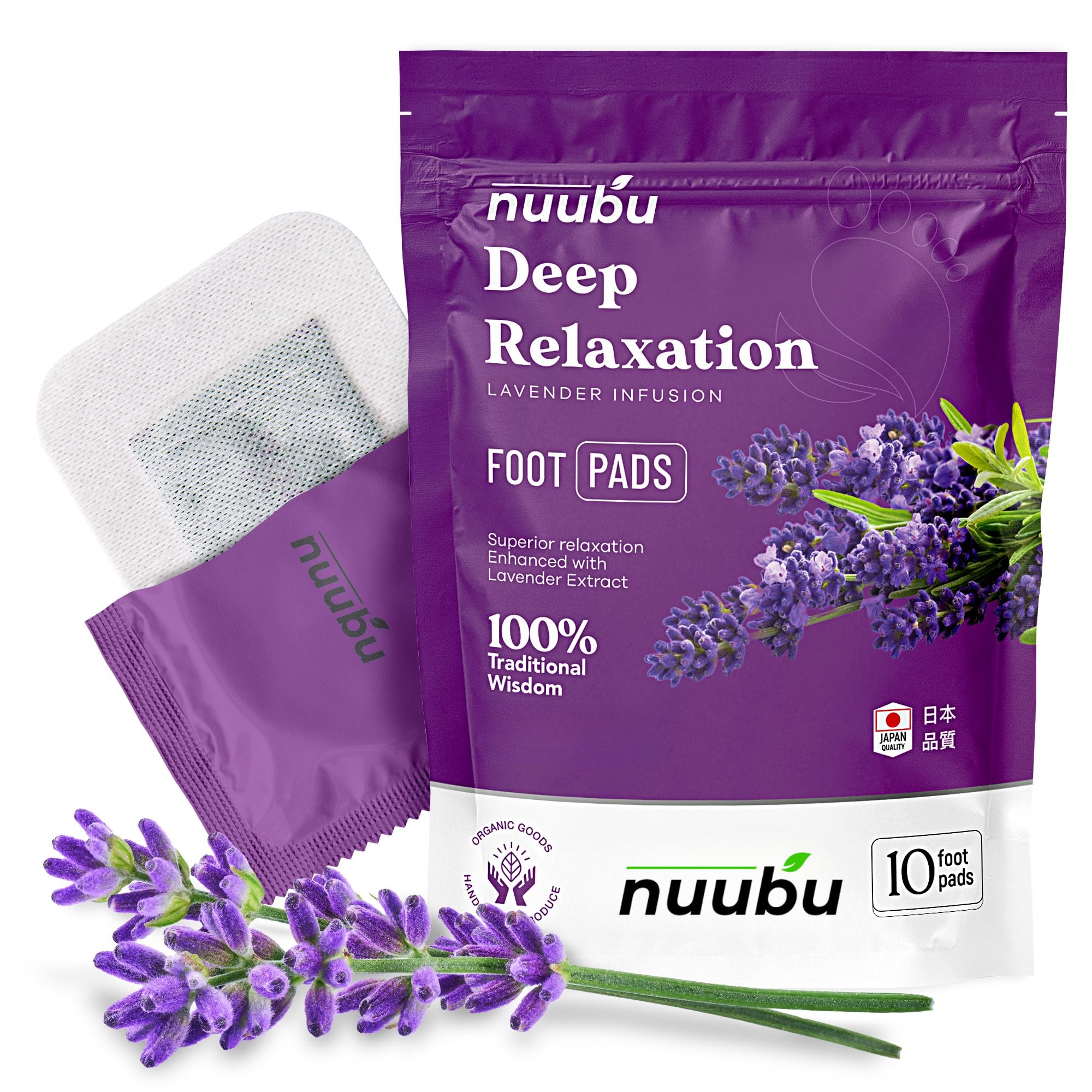 Nuubu Lavende Detox Foot Patches 10 Pcs Detox Foot Pads, Foot Detox Pads to Remove Toxins, Natural Deep Cleansing for Stress Relief & Deep Sleep, Enhance Blood Circulation