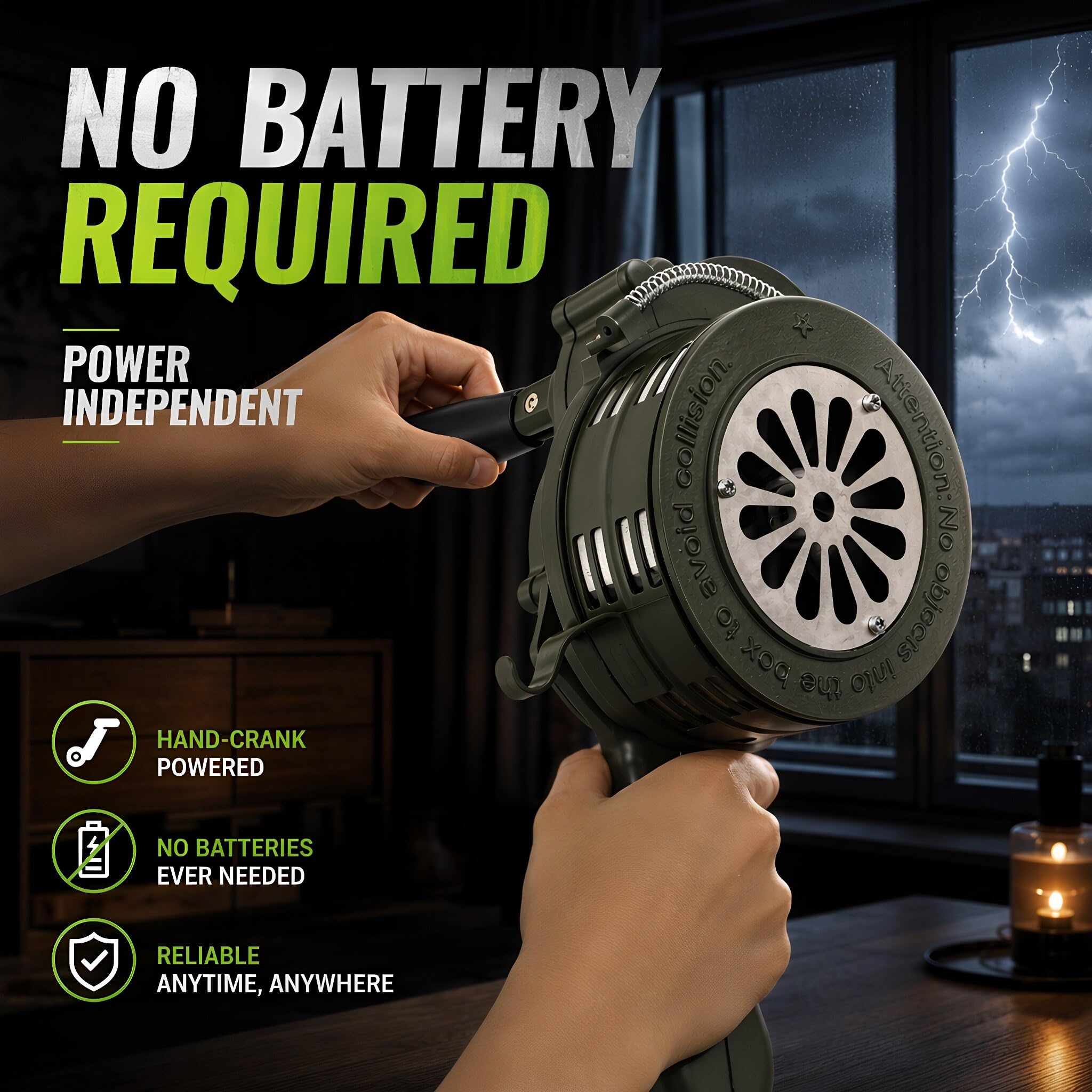 Veemoon Sirena portatile - Allarme di emergenza ad aria compressa con manovella manuale ad alta potenza - Sirena portatile con maniglia pieghevole per incendi, tornado, sport e sicurezza personale