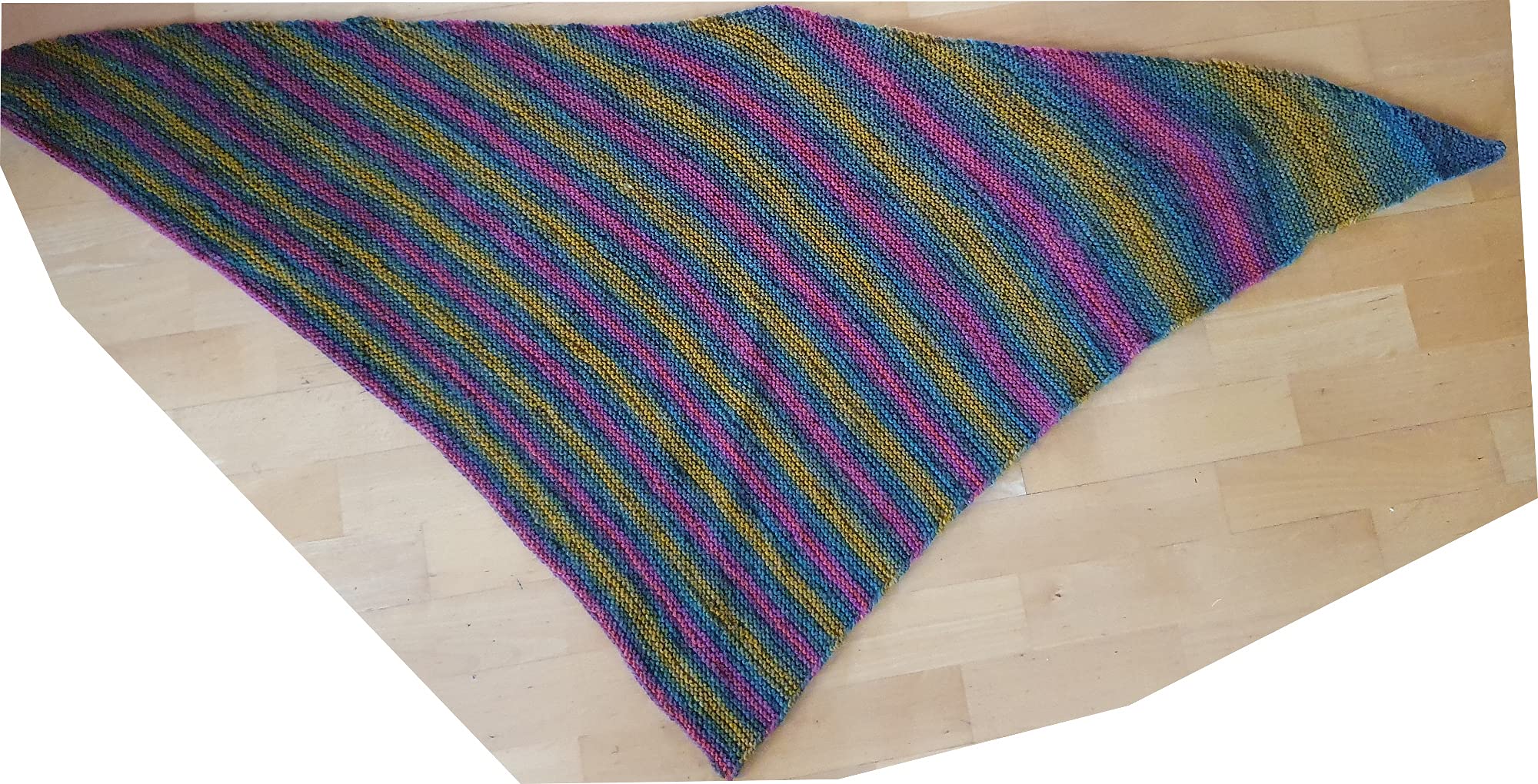 Wollschal XXL ca. 170 x 78 cm Schal handgestrickt Dreieckstuch Dreieck Halstuch Farbverlauf handgestrickt