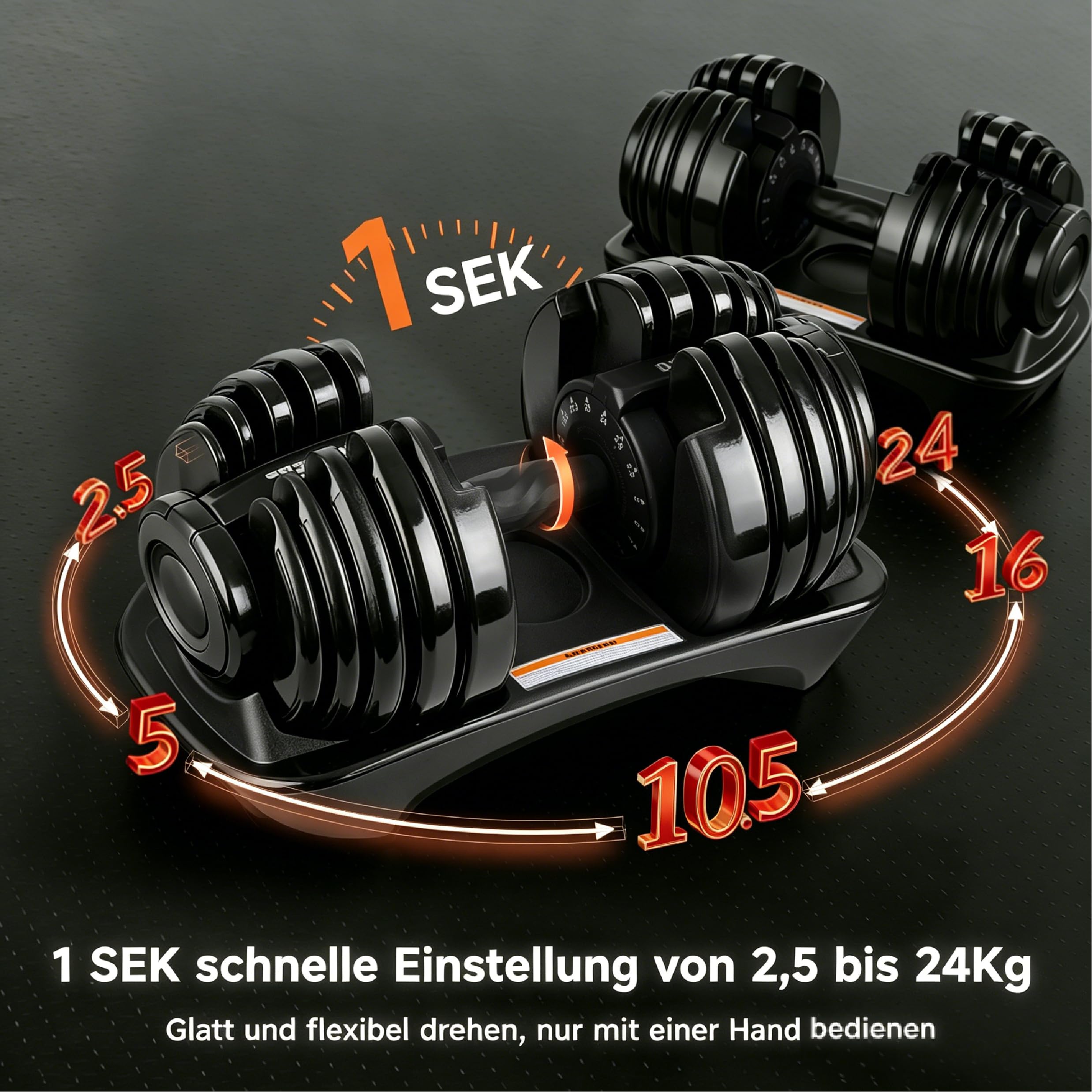 Verstellbare Hanteln 12kg-40kg, Männer & Frauen | Einstellbare Platzsparende Hantel, Verstellbare Kurzhanteln, Anti-Rutsch Griff, Platzsparend