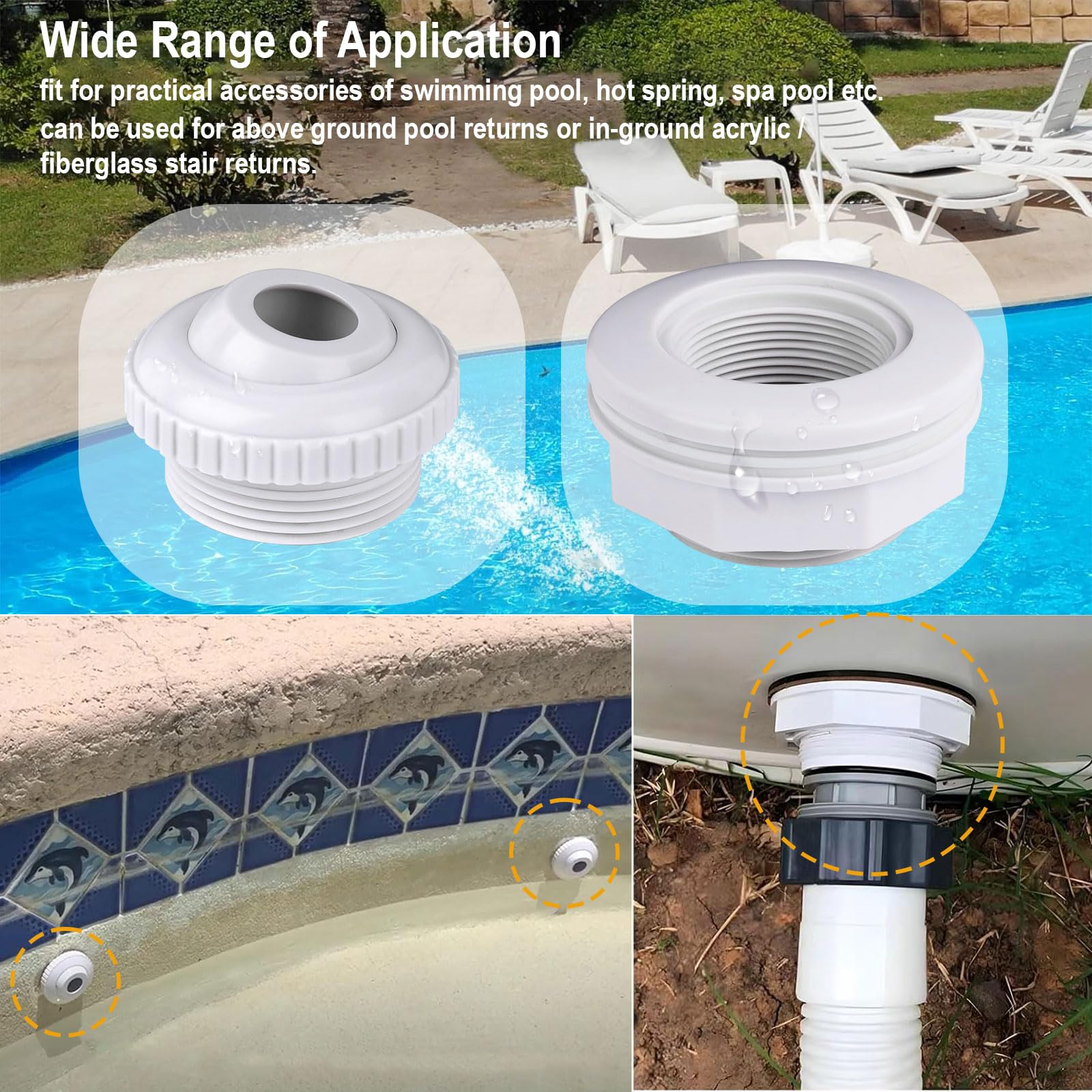Einlass-Rücklaufverschraubung Für Hayward Aufstellpool – SP1023 & SP1419D Set, 3,8 Cm (1 1/2 Zoll) FIP, PVC