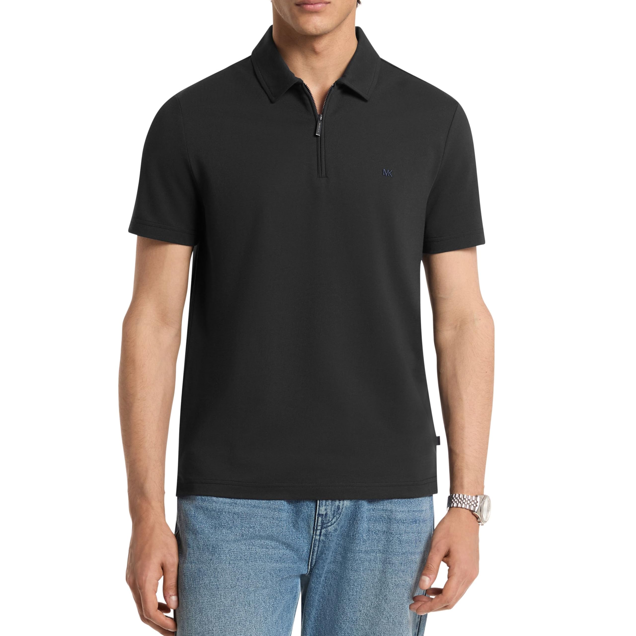 Michael Kors Men's Sleek Pique Short Sleeve Zip Polo