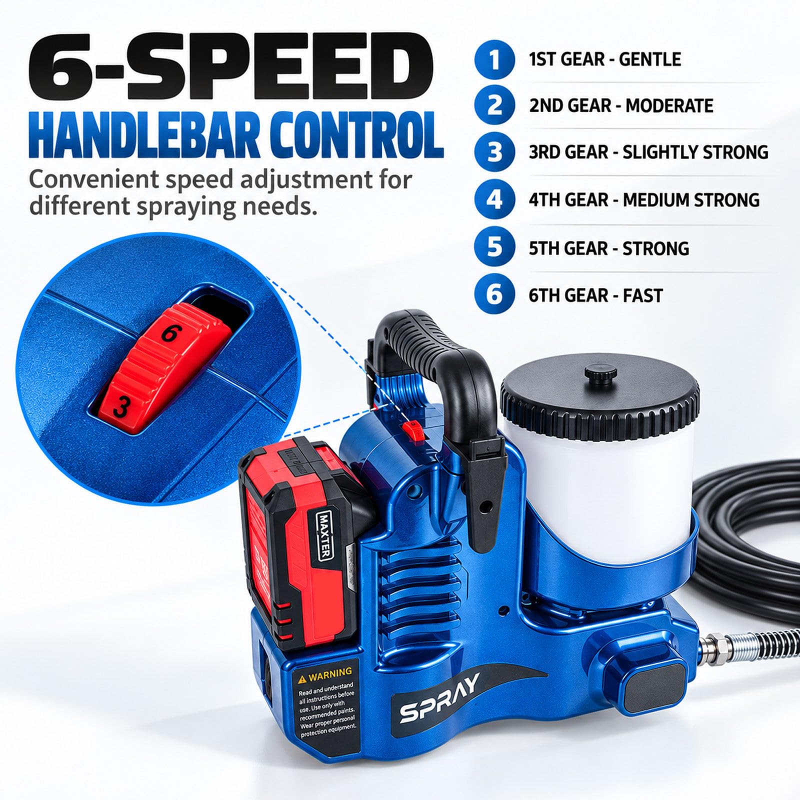Máquina de Pintura Portátil, Potencia de 750w, 6 Velocidades Ajustables