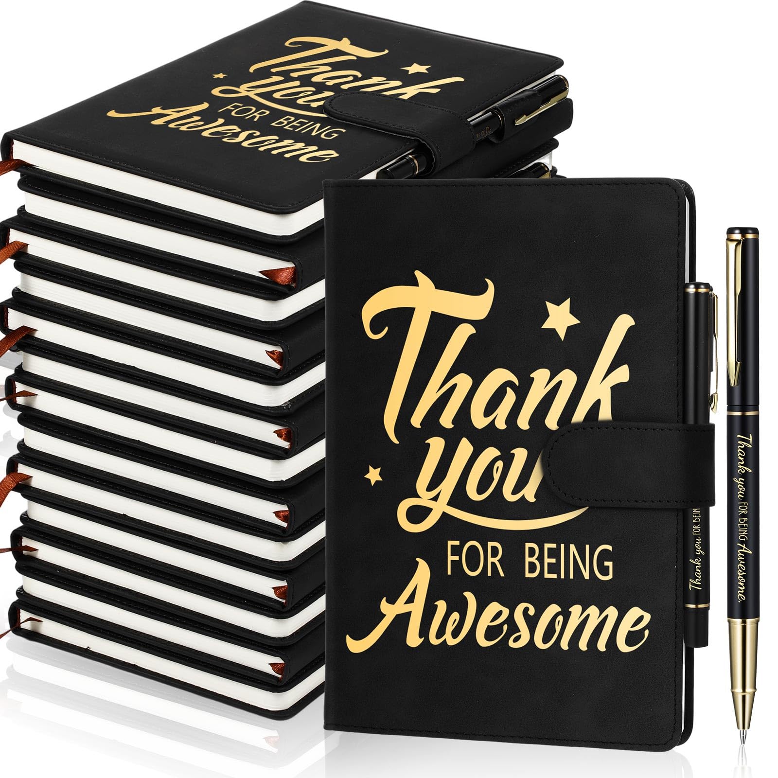 Qilery 28 Stück Team Wertschätzung Geschenke Großangestellte Dankeschön Geschenk A5 Leder Tagebuch Notizbuch mit Kugelschreiber für Weihnachten, Studenten, Lehrer, Freiwillige Management (Großartig)