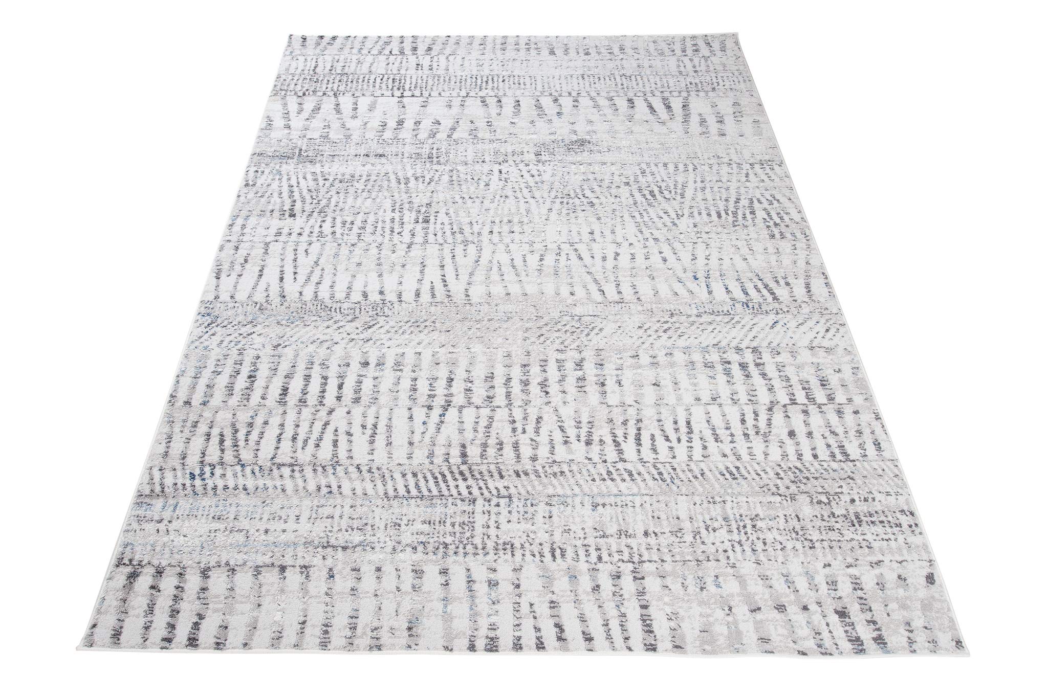 TAPISO Sky Tapis de Salon Chambre Salle à Manger Adulte Bureau Design Moderne Bleu Clair Gris Clair Vintage Moucheté Motif Ethnique Poil Court Doux Moelleux 80 x 150 cm