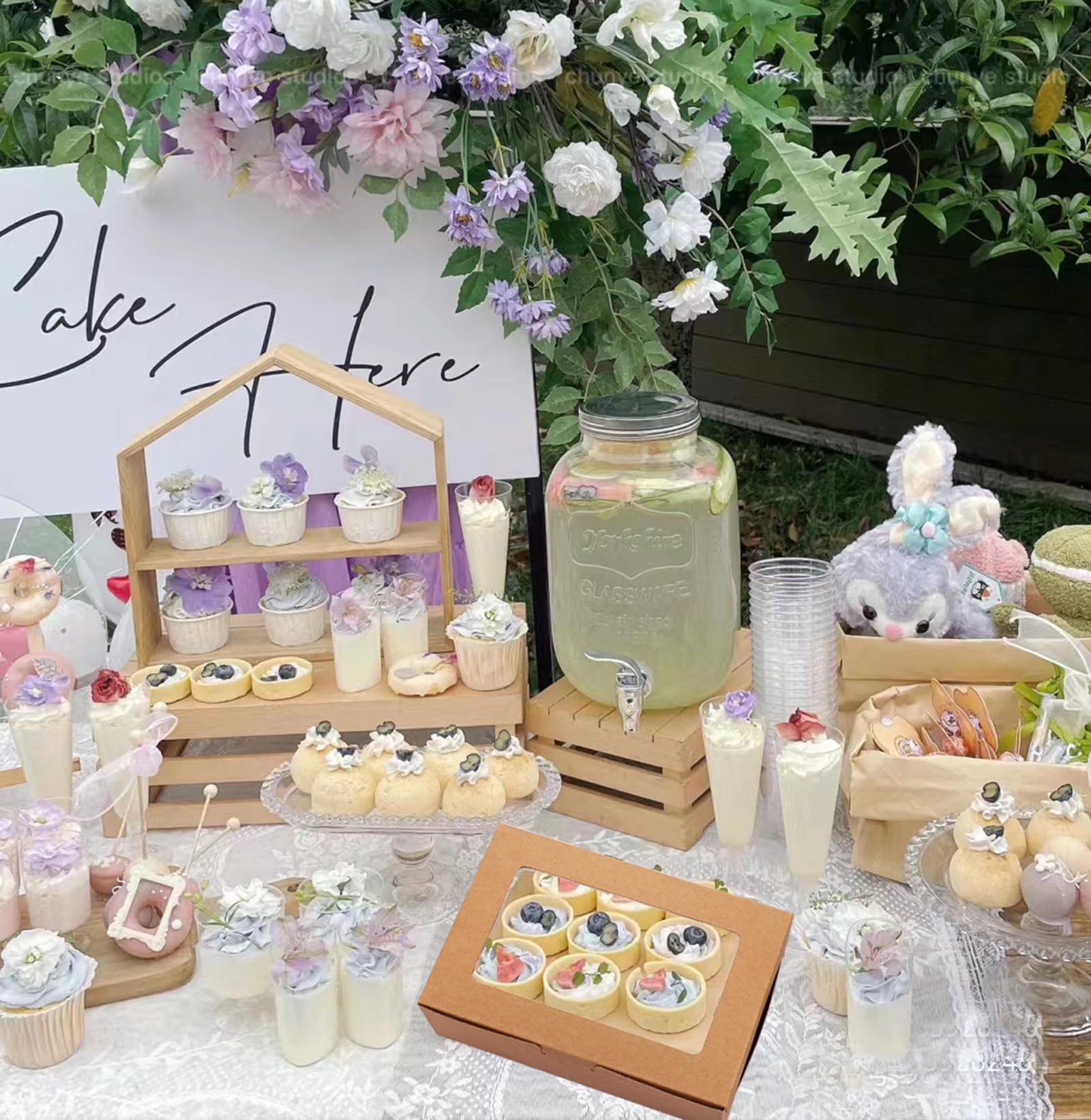 30 cajas de panadería marrones de 8 x 6 x 2.5 pulgadas con ventana, cajas de galletas para regalar, cajas de dulces para pasteles, donas, cupcakes, postres de boda y fiesta de cumpleaños.