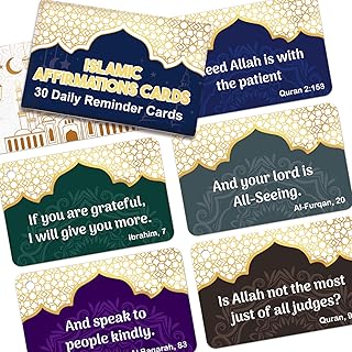 WorldBazaar Ramadan Gifts 30 PCS Islamic Affirmations Cards for Men Women English Quran Verses Daily Reminders Religious Muslim Gift Eid Mubarak Decoration