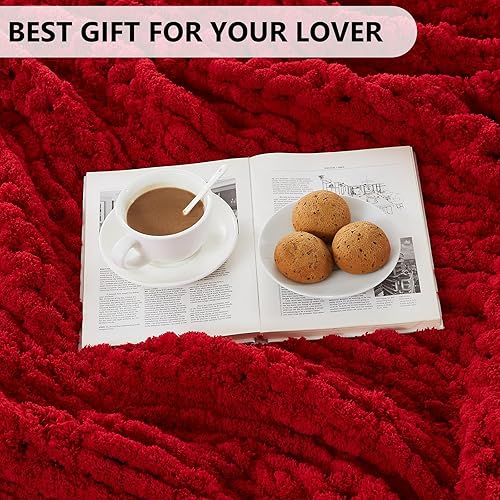 Miniatura 6 de L'AGRATY Manta de punto grueso  Manta suave y gruesa de 50 x 60 100 % manta de ganchillo de chenil tejida a mano, manta grande de punto trenzado