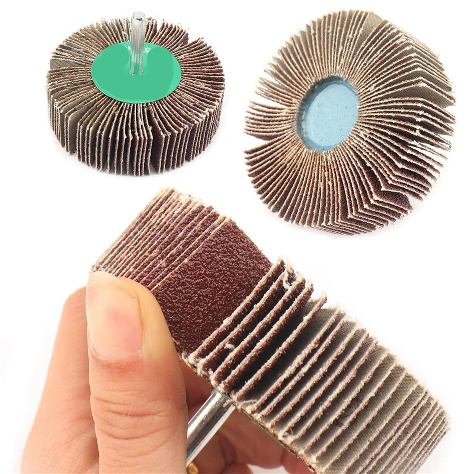Dischi Lamellari Set di alette levigatura da 10 pezzi | Utensili abrasivi con testa mola rotante con gambo da 6 mm(80mm,120)