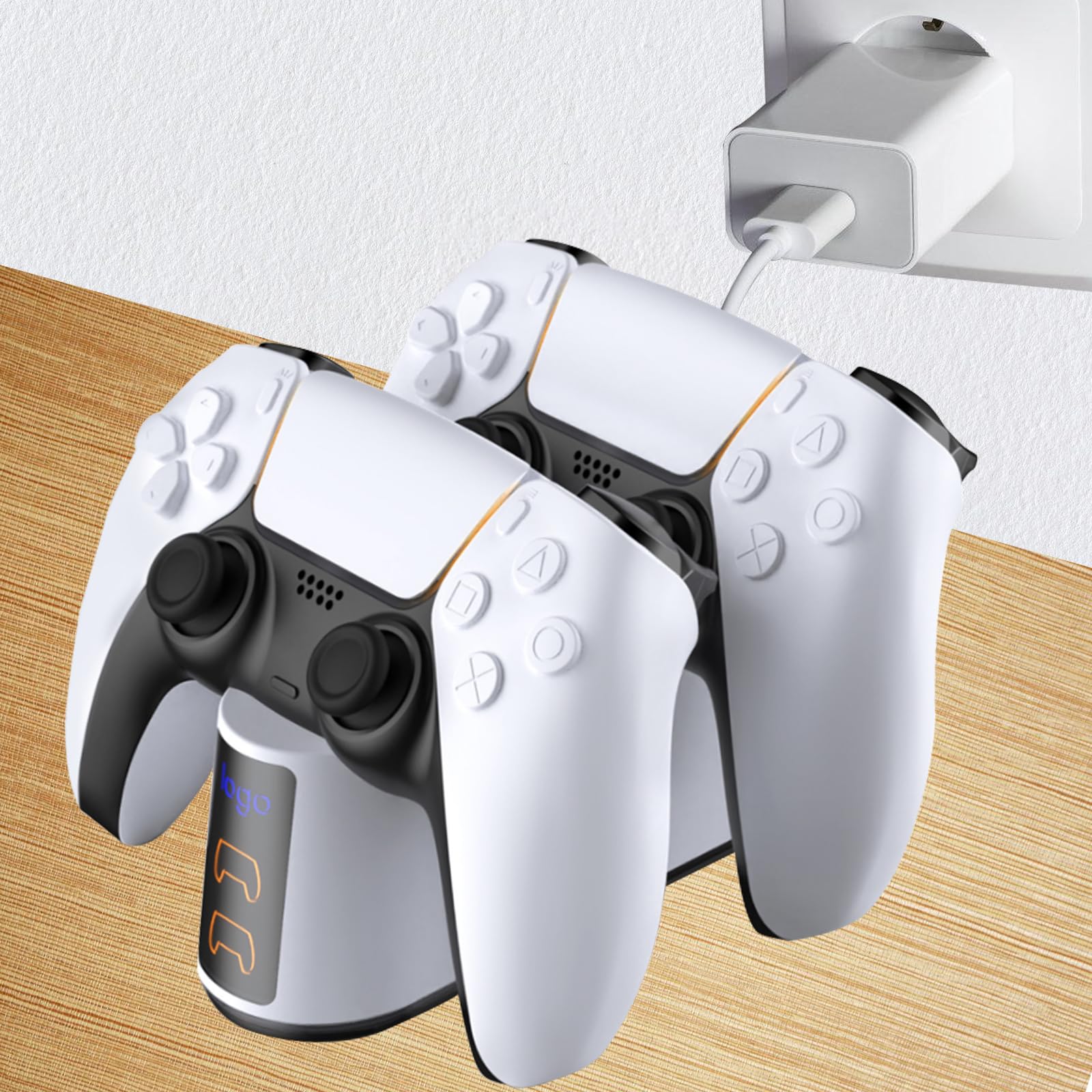 Estación de carga para controlador PS5: estación de carga Nizirioo para controlador PS5 con luz RGB ajustable PS5, estación de carga rápida de 2 horas con 2 opciones de carga, indicador de estado de