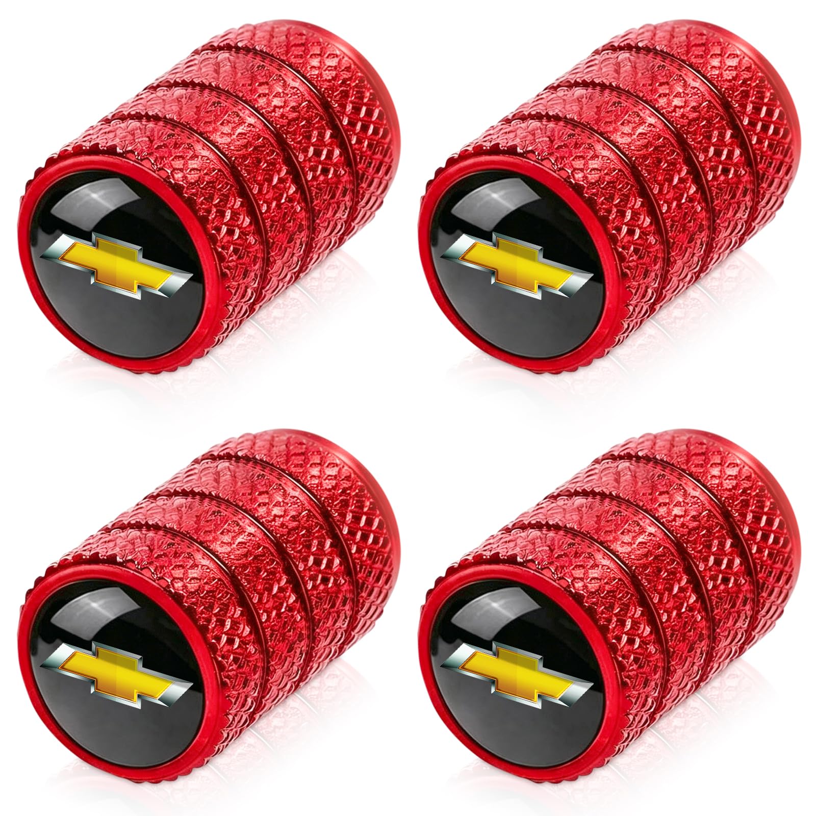 4pcs Tire Valve Stem Caps, Compatible with Chevrolet Chevy Series Stem Cap Universal Car Air Cover Car Accessories for Cars, SUV, Truck, Motorcycles Red