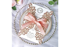 Glitter Laser Cut Rose Gold Wedding Invitations Set