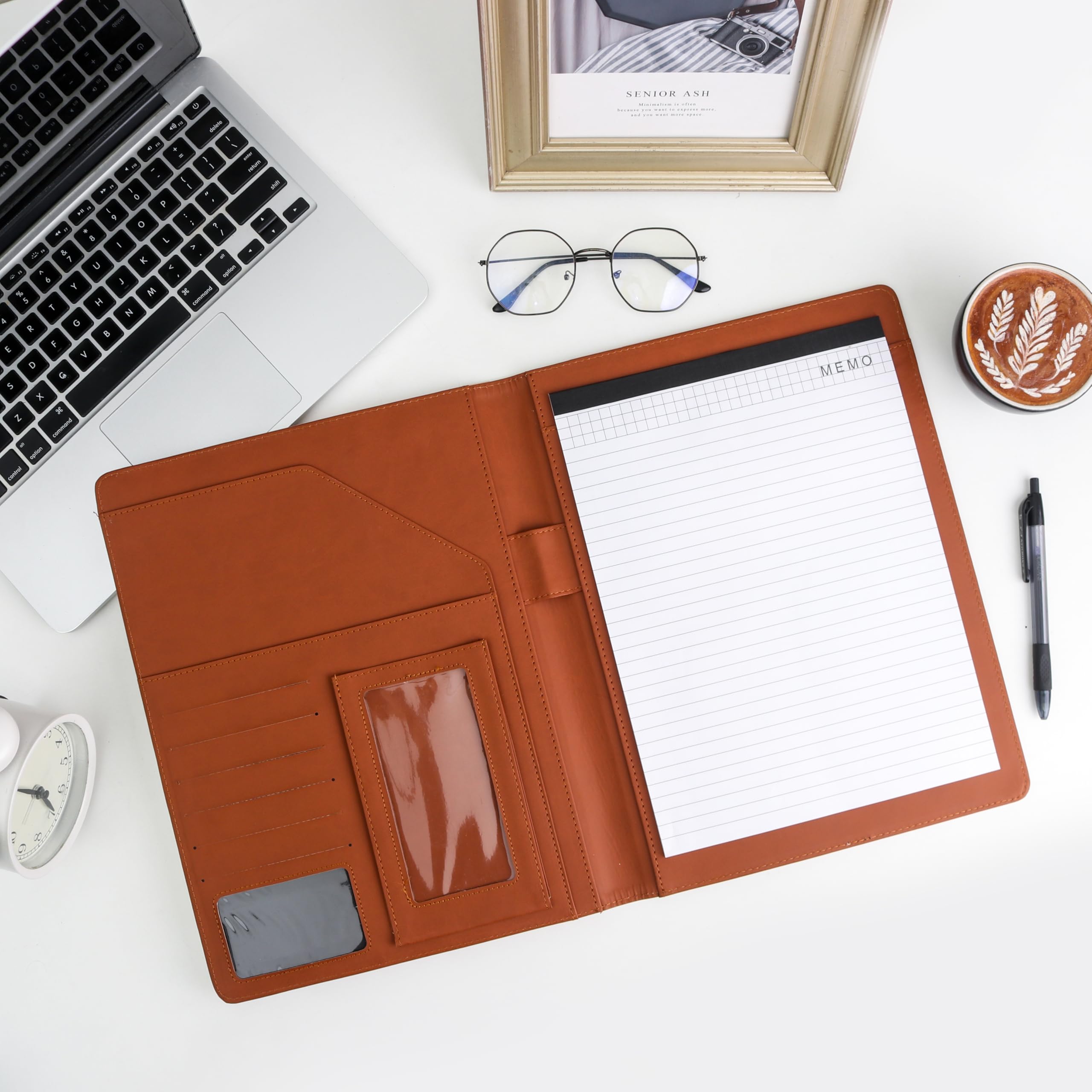 Portfolio pieghevole con blocco note, tasca per telefono e porta biglietti da visita, portafoglio in ecopelle per donne, uomini, infermieri, matrimoni e legali, cartella organizer da lavoro