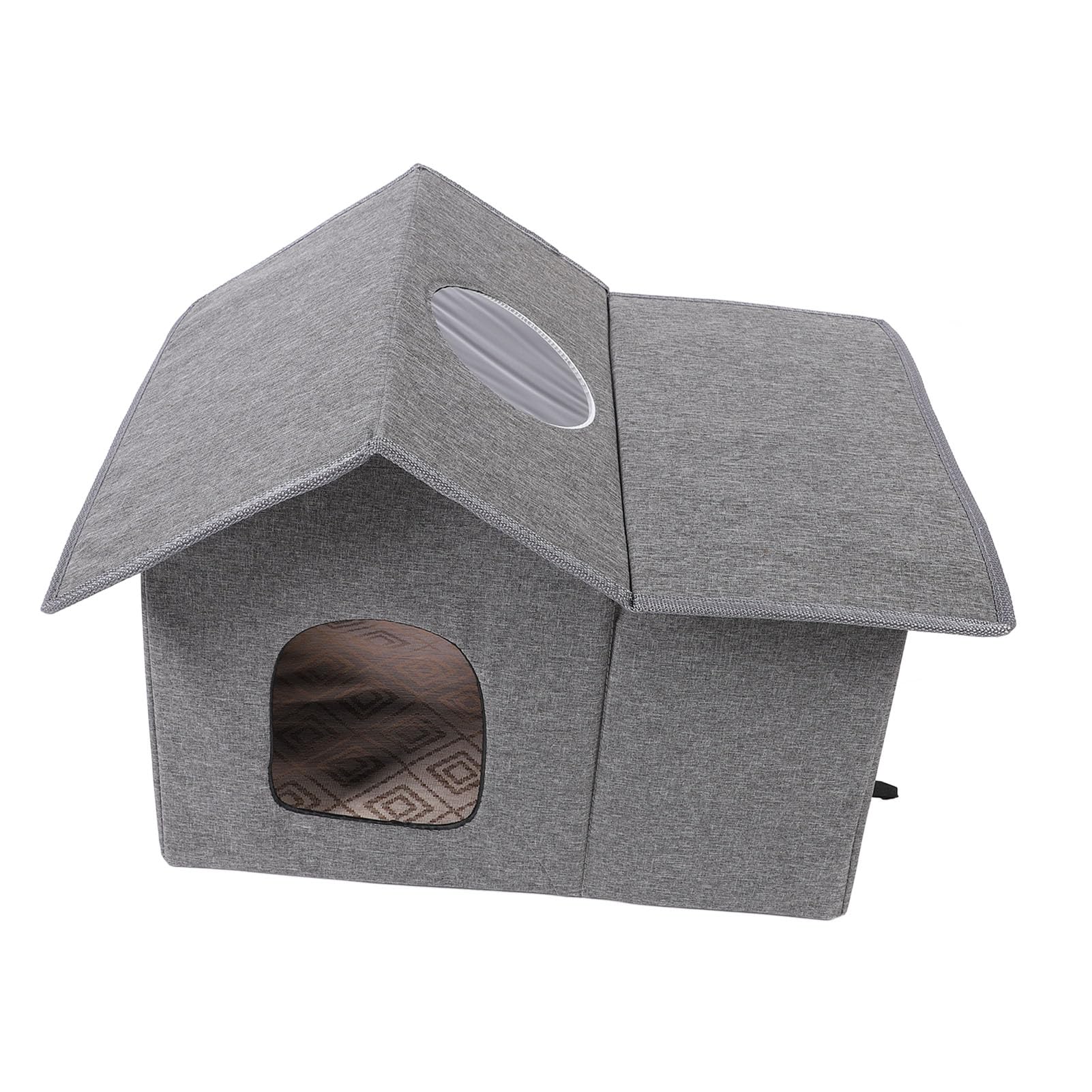 Lettiera per Gatti da Interno, Cuccia per Gatti Spaziosa da 50 Cm Resistente Agli Agenti Atmosferici, Cuccia per Cani di Medie Dimensioni con Design Pieghevole e Tenda Adesiva per Porta per