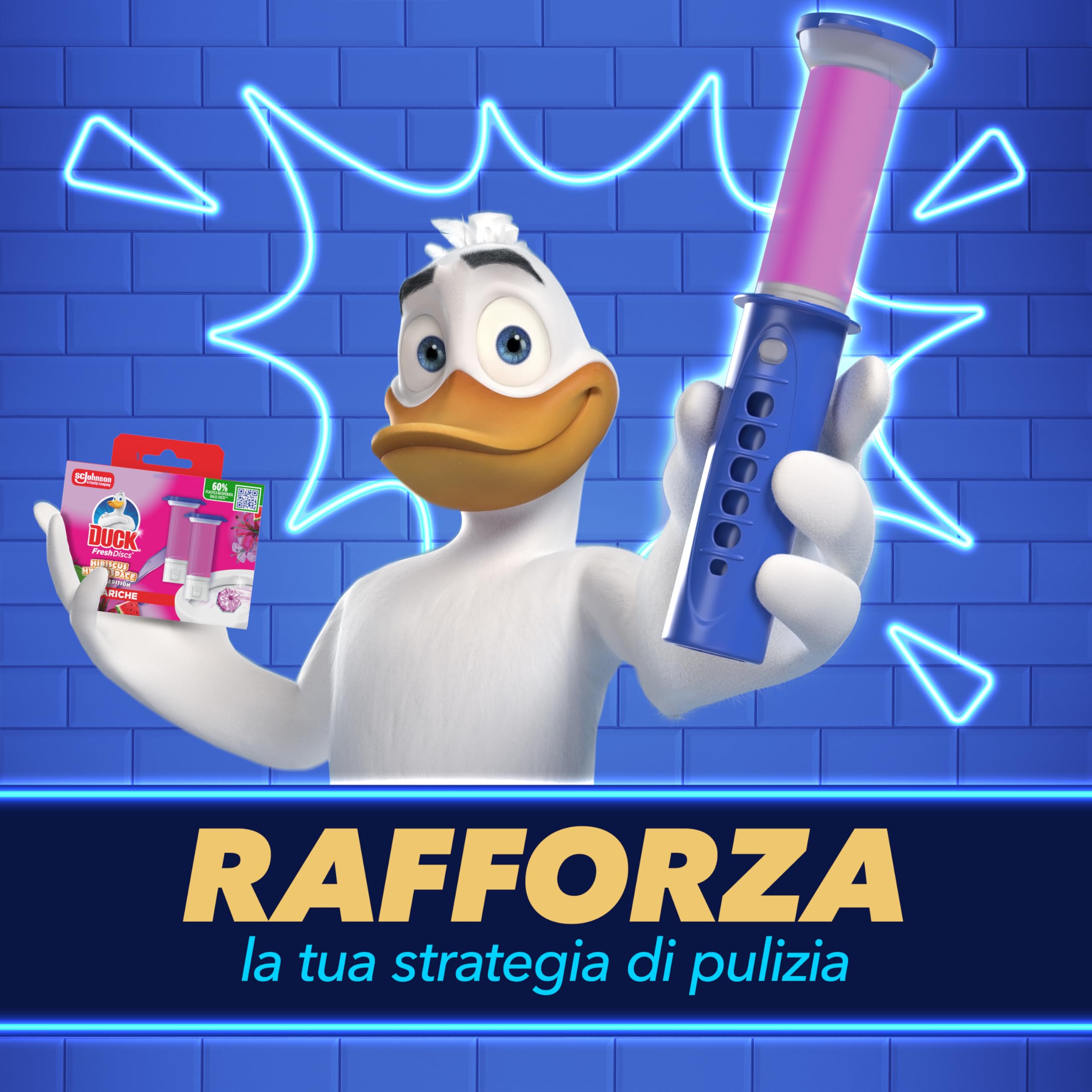 Duck Fresh Discs - Dischi Gel Igienizzanti WC, Fragranza Ibisco, Anguria & Prugna, Formato Scorta da 10 Ricariche e 60 Dischetti