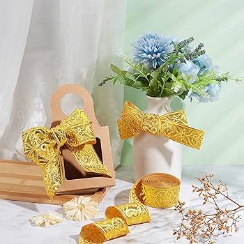 Amazon.com: NBEADS 7.7 Yards Gold Jacquard Ribbon Trim, 1-1