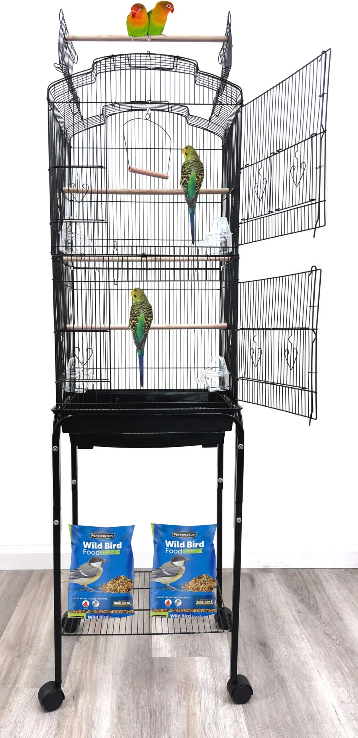 Large Dome Top Canary Parakeet Cockatiel Lovebird Finch Bird Flight Cage with Stand