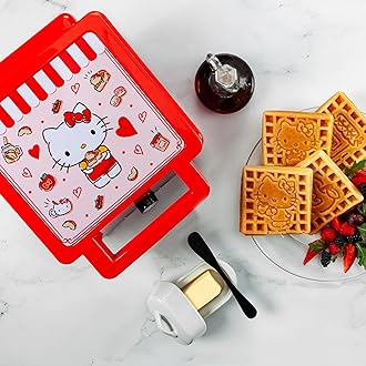 Hello Kitty Deluxe Waffler - Hello Kitty Iconic Characters and Symbols on Your Waffles