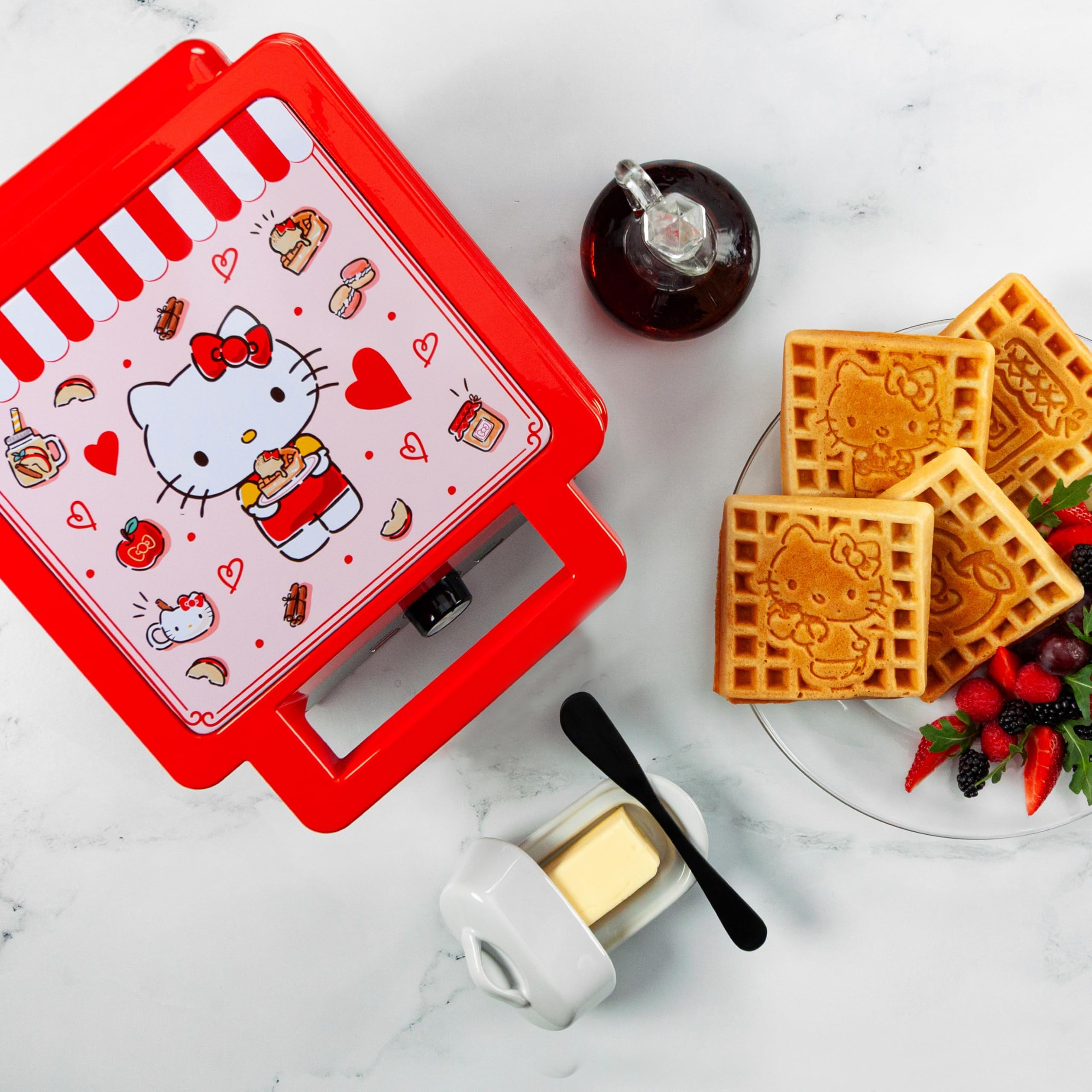 Uncanny Brands Hello Kitty Deluxe Waffler - Hello Kitty Iconic Characters and Symbols on Your Waffles
