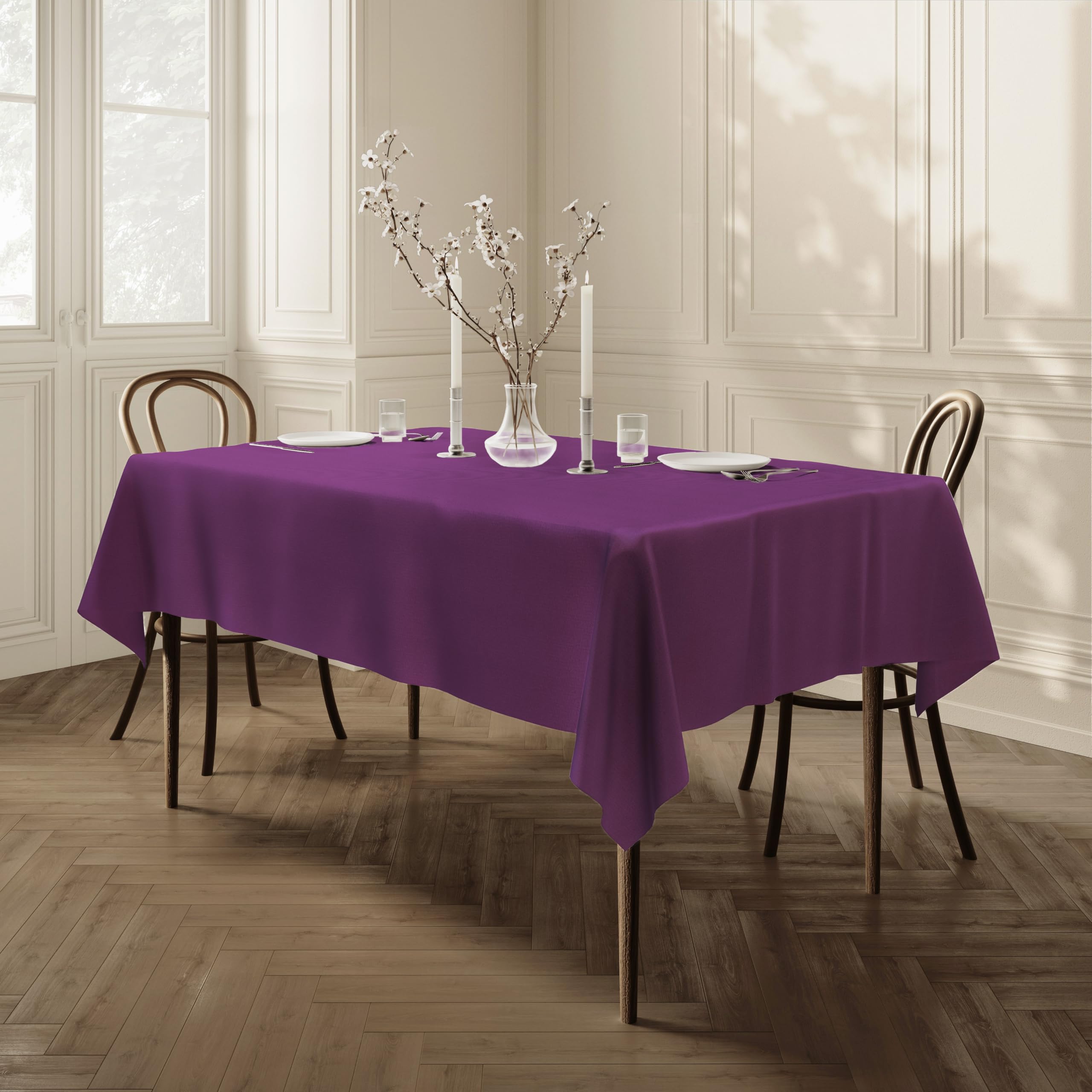 Home Direct Rectangular Rectangle Fabric Tablecloth Table Cloth Table Cover 100cm x 140cm 39"x55" Violet - Image 3