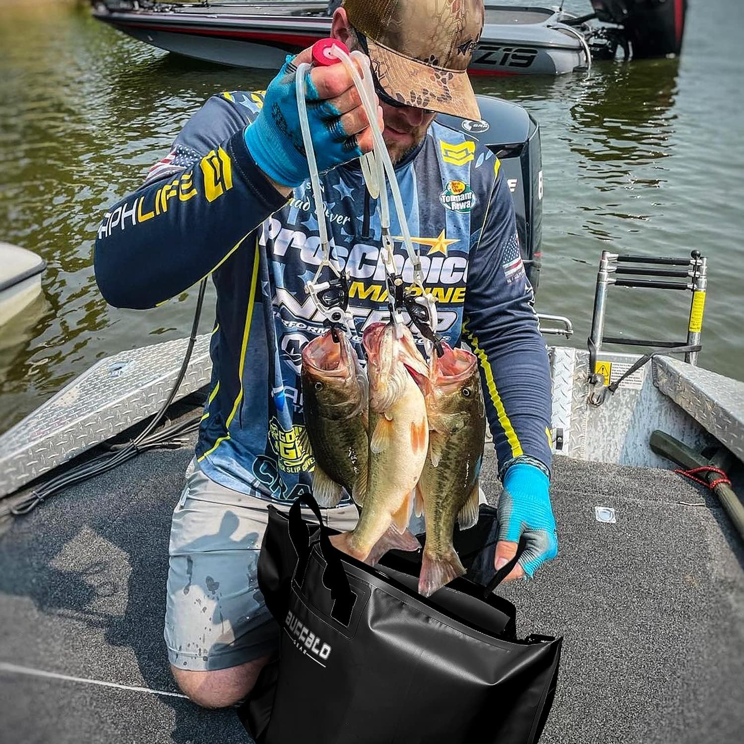 Buffalo Gear Fish Tournament Weigh in Bag for Bass Fishing, Heavy Duty Fish Bag for Caught Fish Waterproof,Leakproof,Puncture Resistant