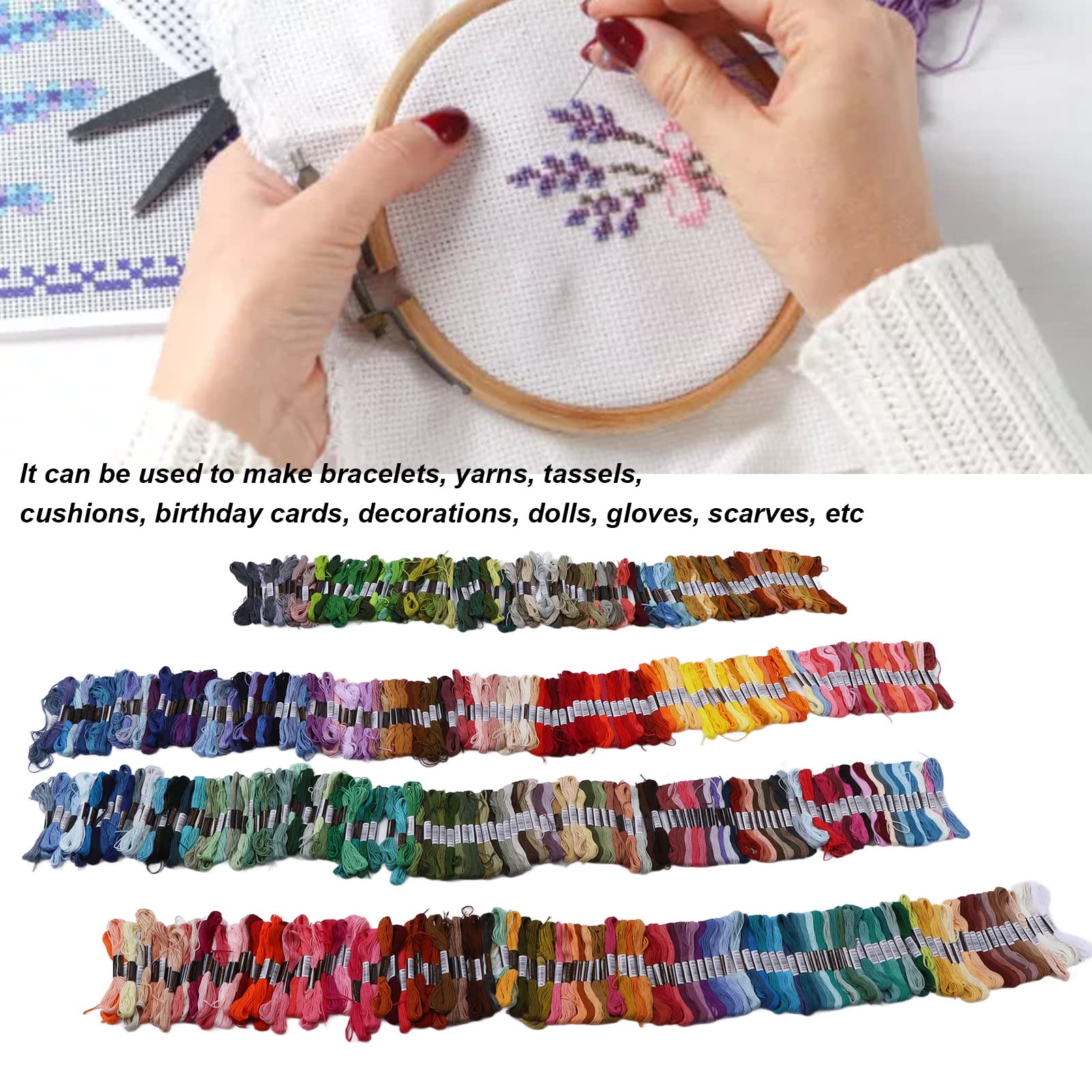 Hilo de bordar multicolor, suministros de costura de poliéster que no se decoloran, para hacer pulseras, hilos, muñecas, guantes