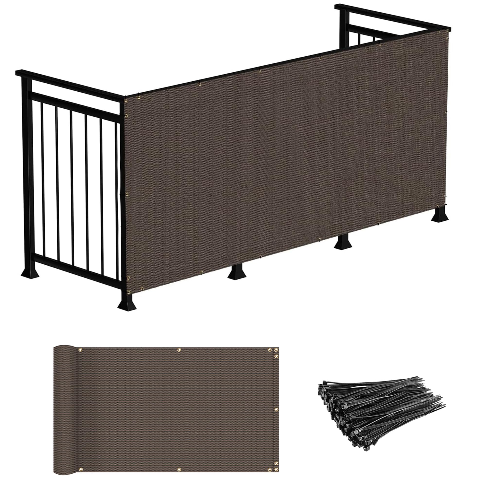 Windscreen4less Balcony Privacy Fence Screen 2.5' x 16' Mesh Windscreen Fencing Shield Cover for Apartment Deck Patio Yard Porch Pool Railings, Solid