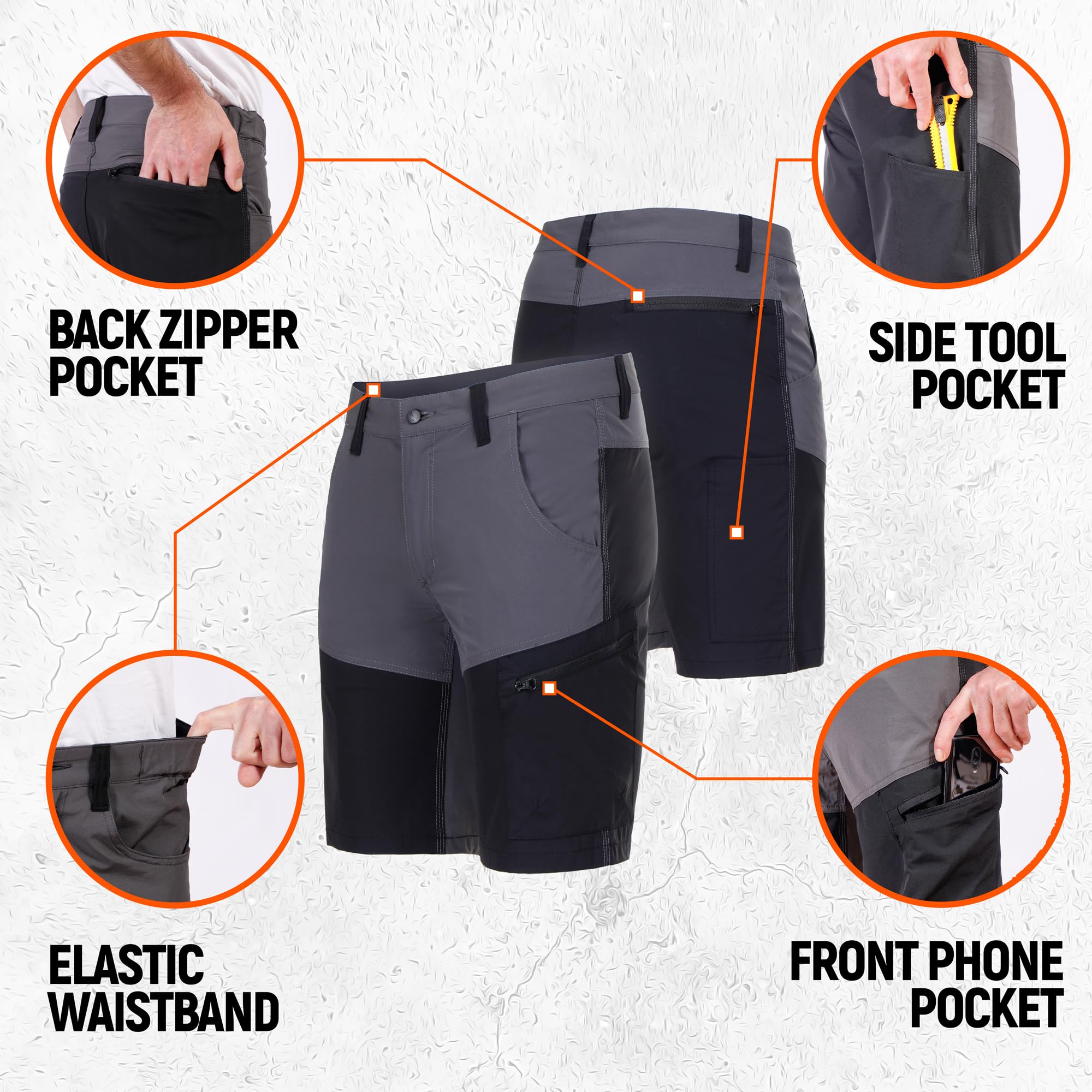 Stenso Nox Pantalones Cortos Trabajo Hombre Elasticos - Bermudas Trabajo Hombre Stretch