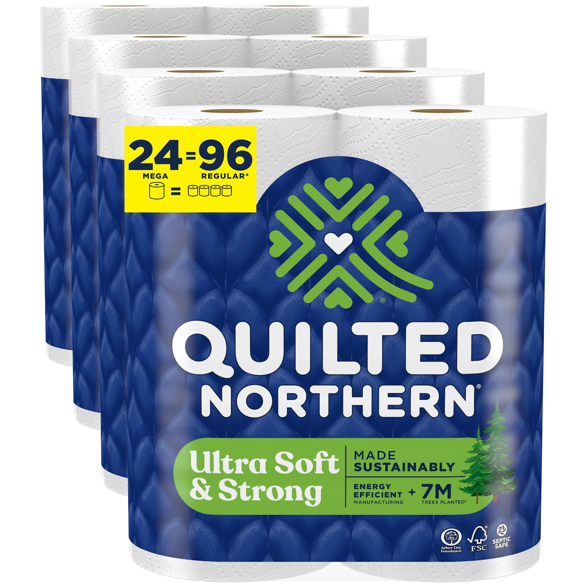 Quilted Northern Ultra Soft & Strong Toilet Paper, 24 Mega Rolls = 96 Regular Rolls, 5X Stronger*, Premium Soft Toilet Tissue