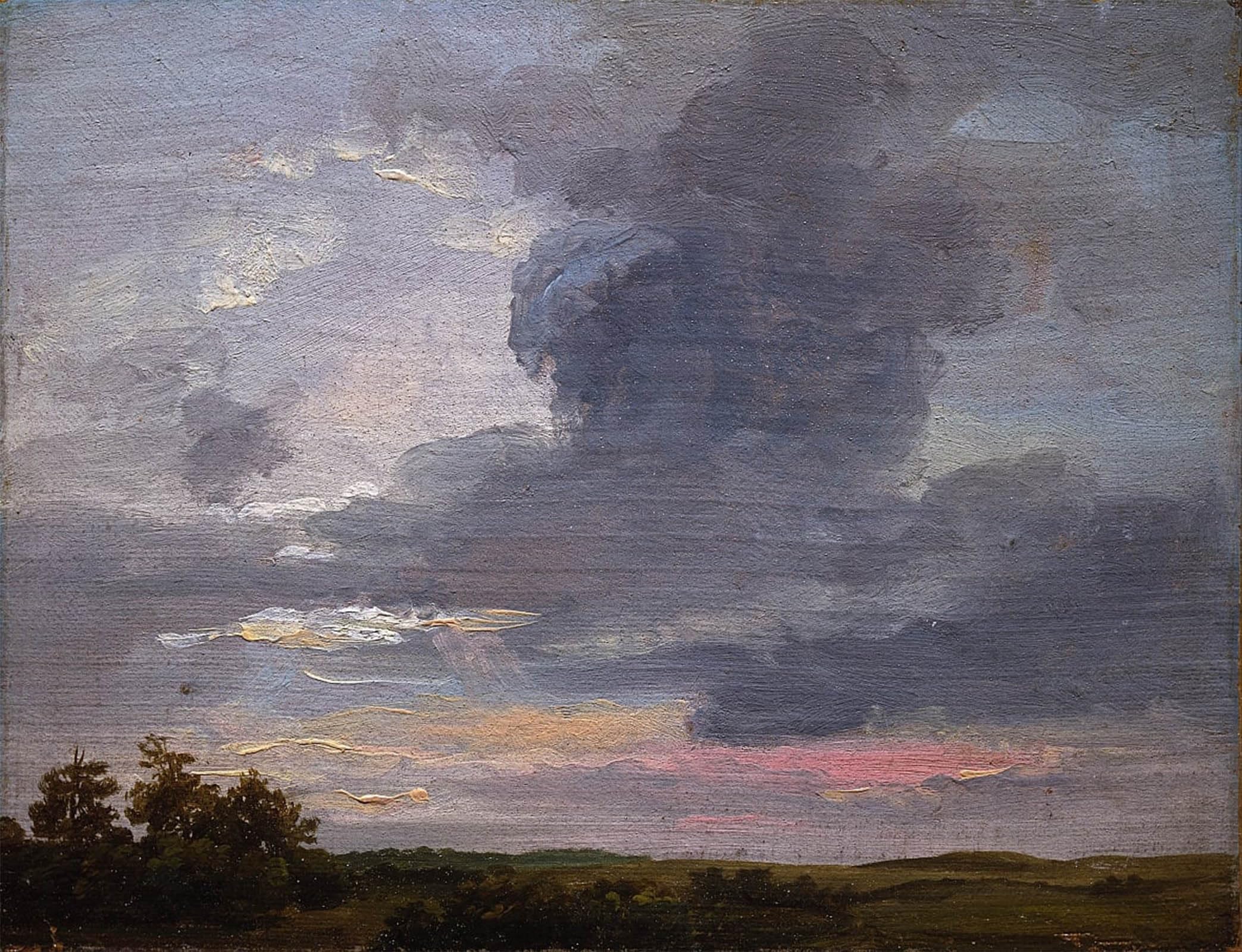 POSTERIIk Vintage Print Pop Art Landscape Artwork Cloud Study Over Flat Landscape by Johan Christian Dahl Art Prints for Office Home Decor 60x90cm