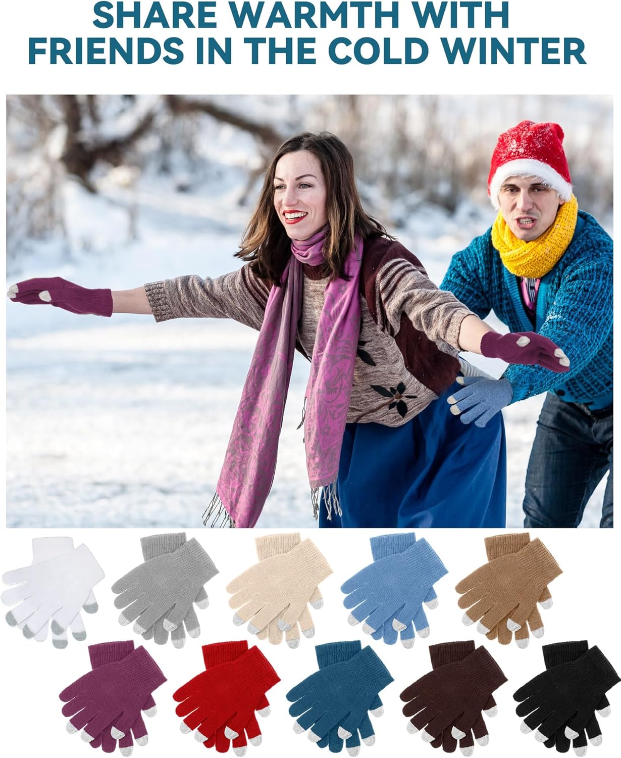 Foaincore Winter Touchscreen Gloves Bulk Stretch Unisex Knit Texting Gloves Pack for Men Women Adults - Image 6