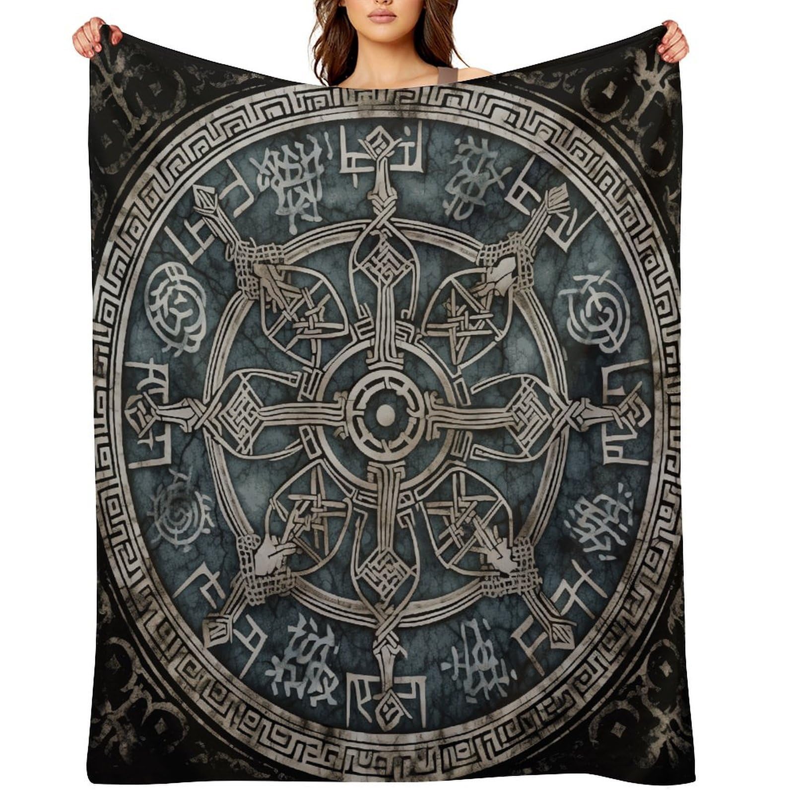 Flannel Fleece Throw Blanket - 40"x50" Super Soft Plush,Lightweight Wrinkle Resistant Cozy Helm of Awe Blanket for Couch Sofa Bed Travel Camping and Gift