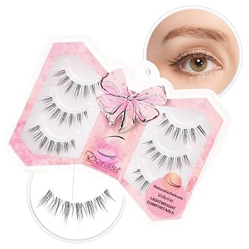 Short eyelashes natural look Small eyelashes Korean style false eyelashes 3p Set Reusable 15+ Q9, Black