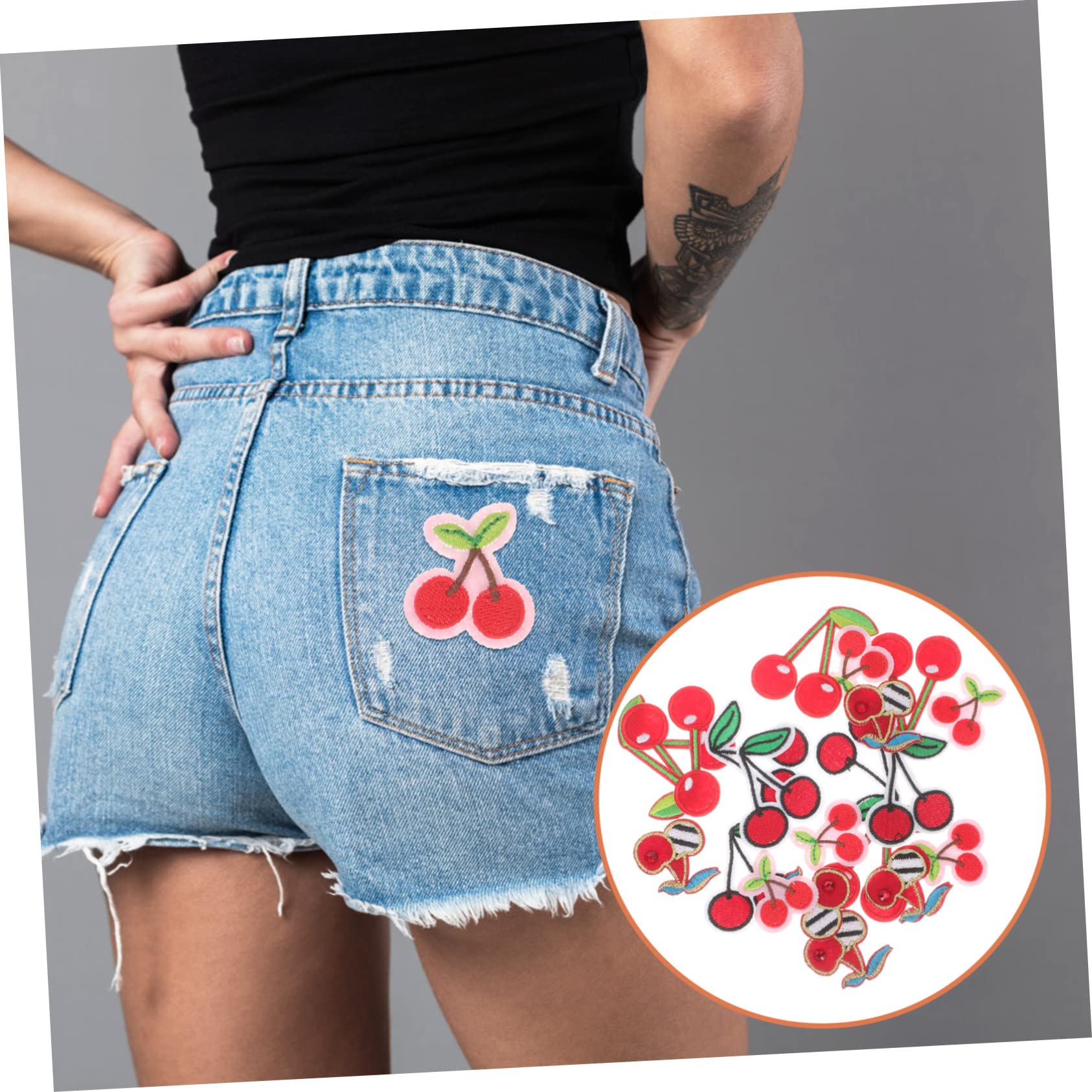 SHINEOFI 100 Piezas Coser En Material De Costura Coser En Insignia Pegatinas De Costura De Cerezas Apliques De Ropa Bordada Cereza Ropa y Accesorios Poliéster